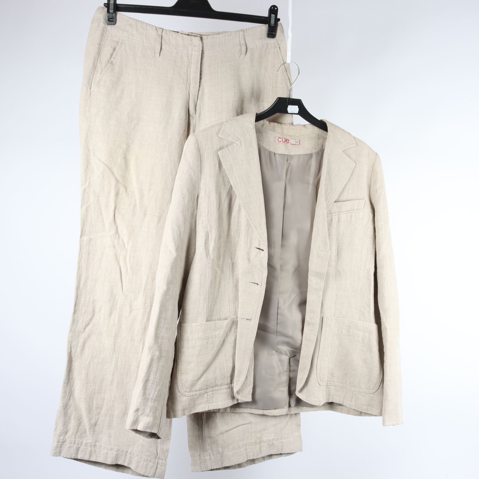 Kostym, Cue, beige, lin, stl. 38/42.
