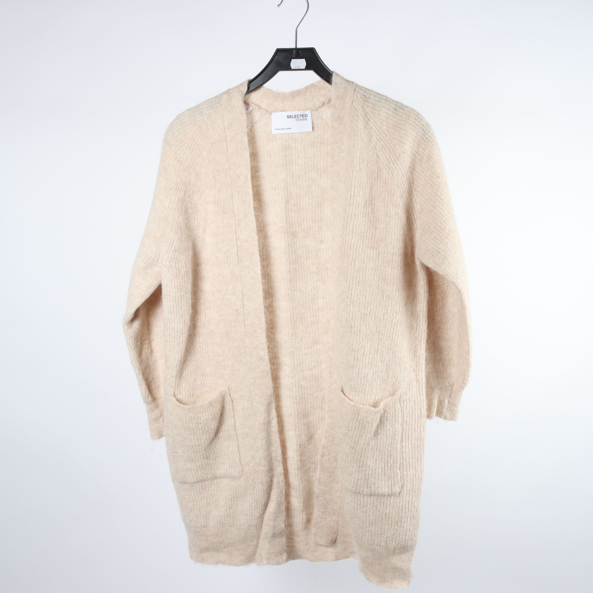 Kofta, Selected Femme, beigei ull, alpaca, stl. M.