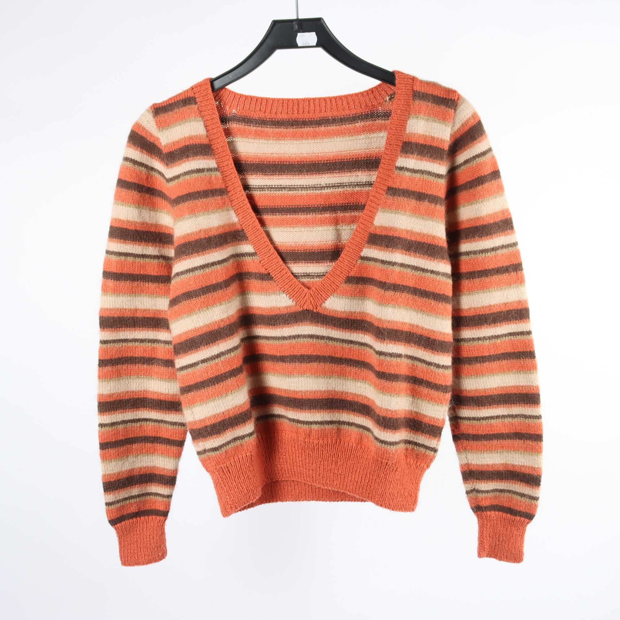 Tröja, Okänd, randig, orange, stl. ca. S/M.