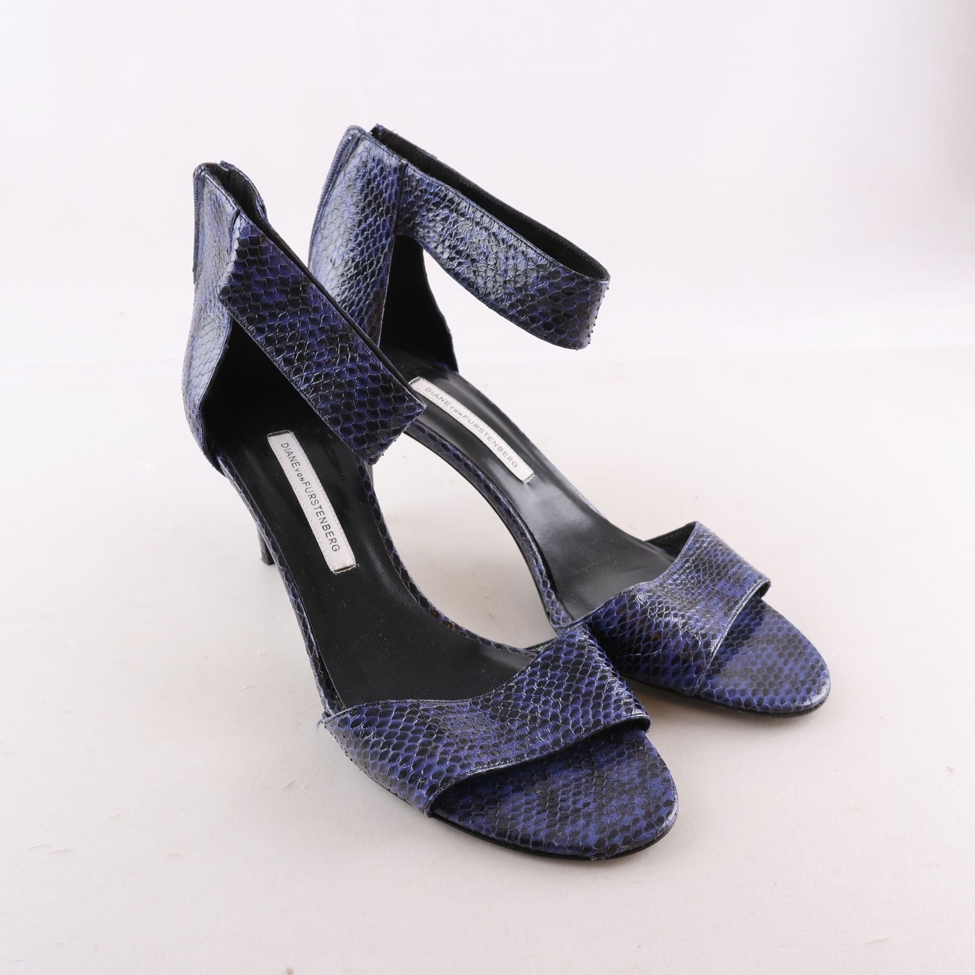 Klackskor, Diane von Furstenberger, blå, skinn, stl. 37.