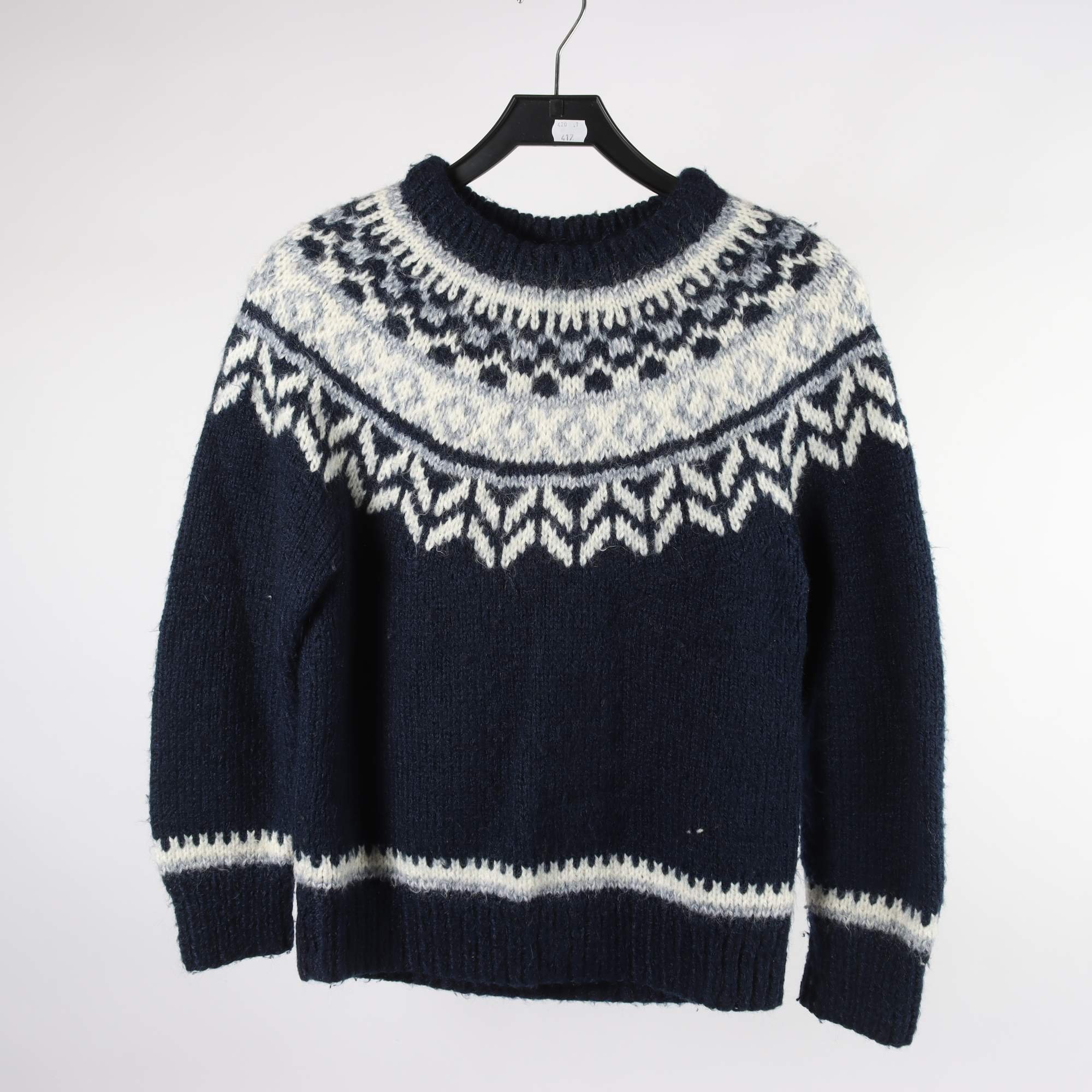 Tröja, Okänd, vit, blå, stl. ca. S.