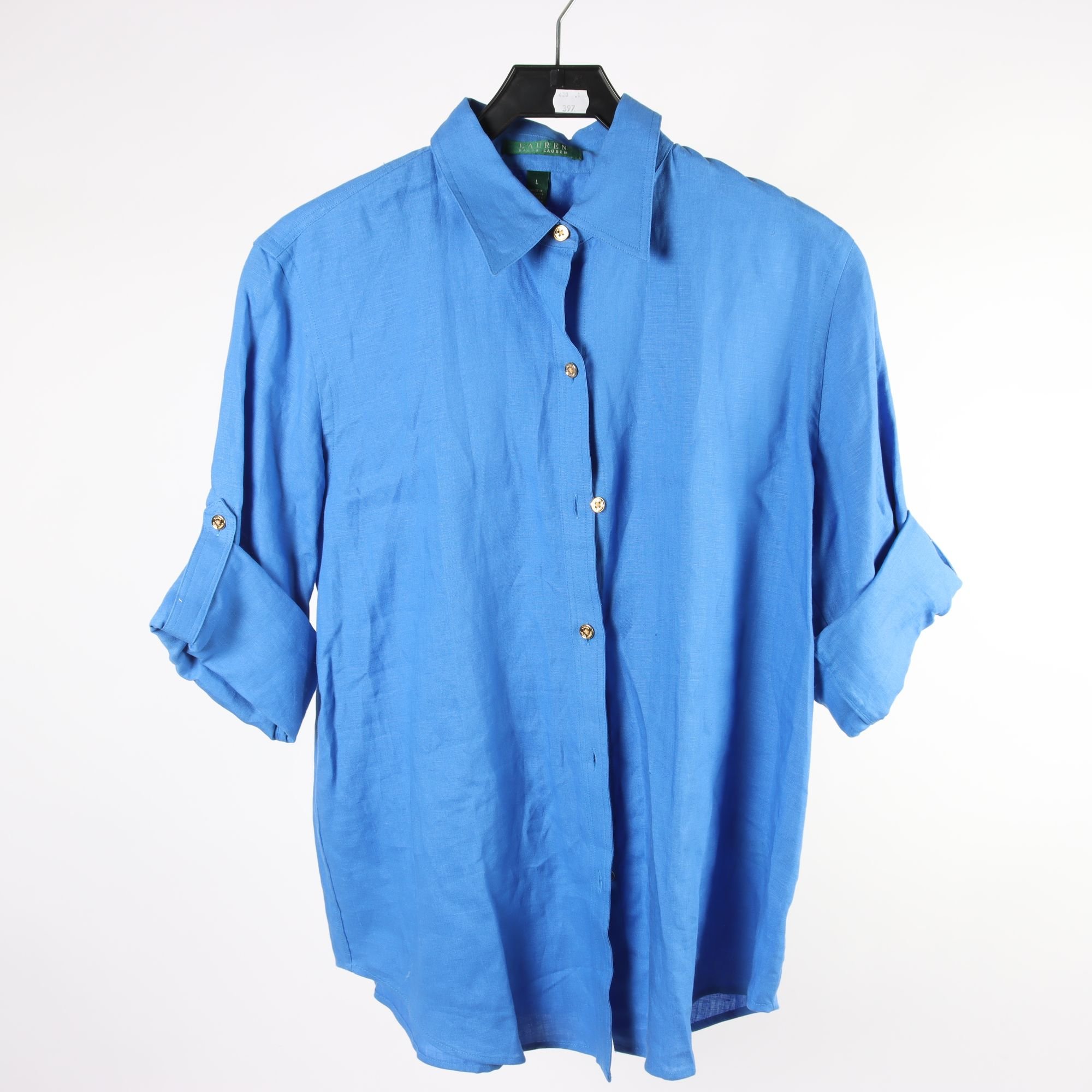 Blus, Lauren Ralph Lauren, blå, lin, stl. L.