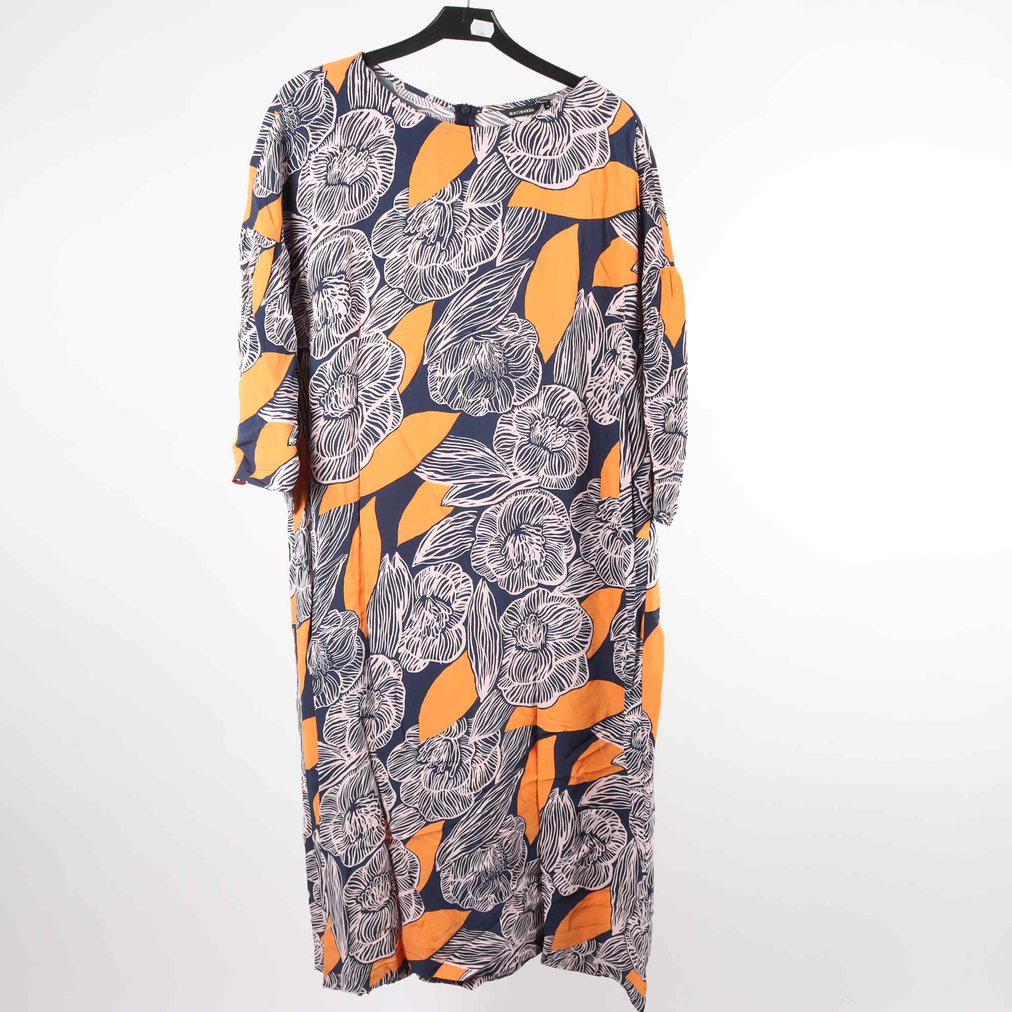 Klänning, Marimekko, orange, blå, stl. 46.
