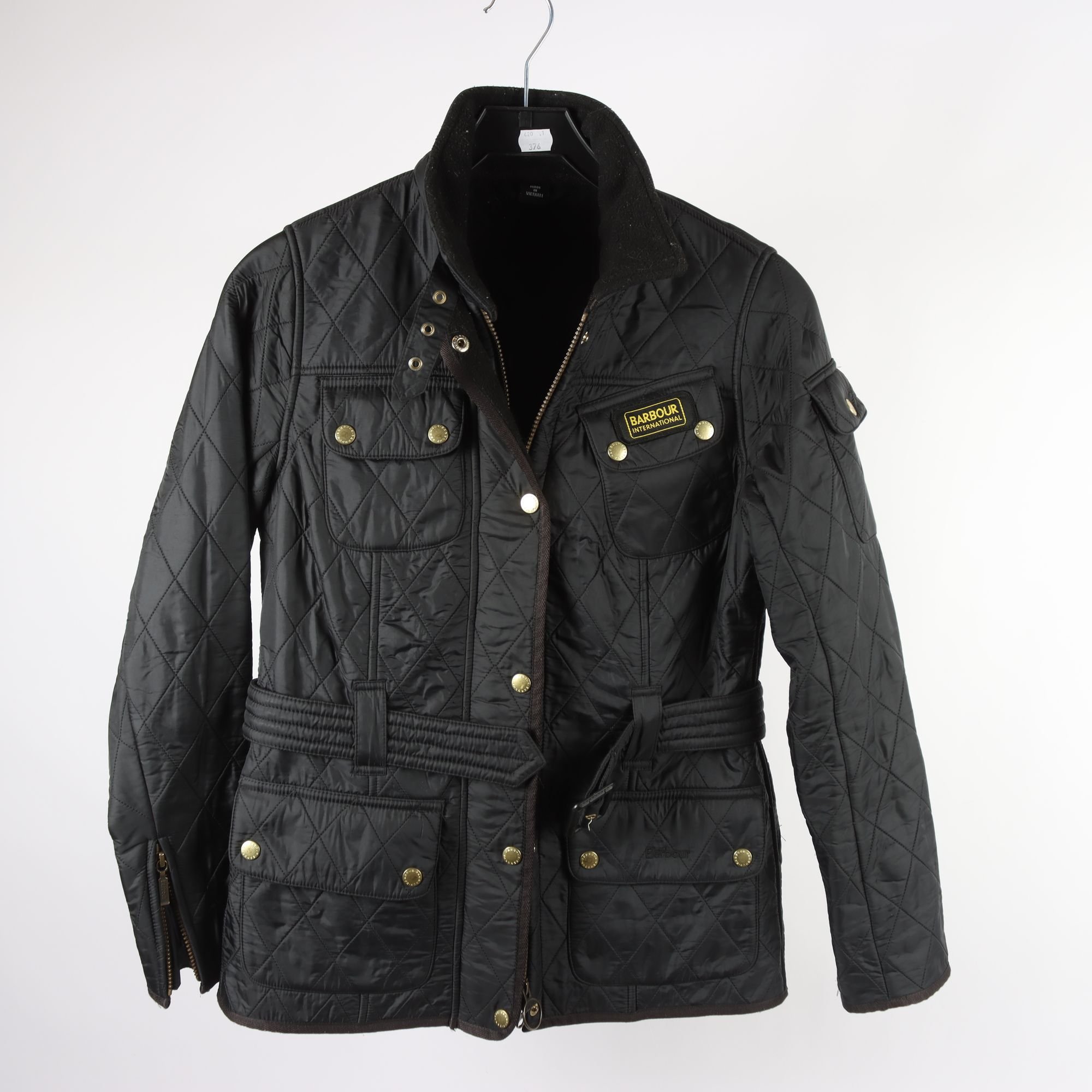 Jacka, Barbour, svart, quiltad, stl. 34.