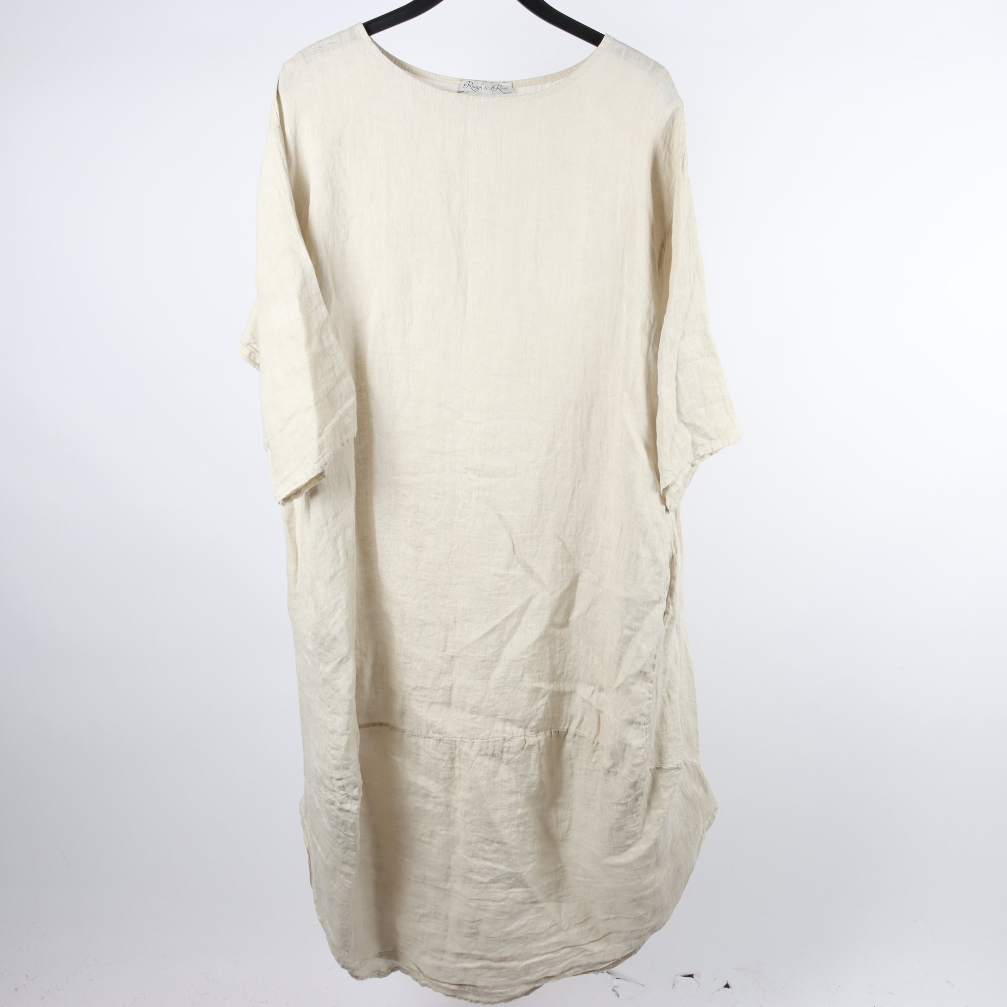 Klänning, Rough & Rose, beige, lin, stl. ca. L/XL.