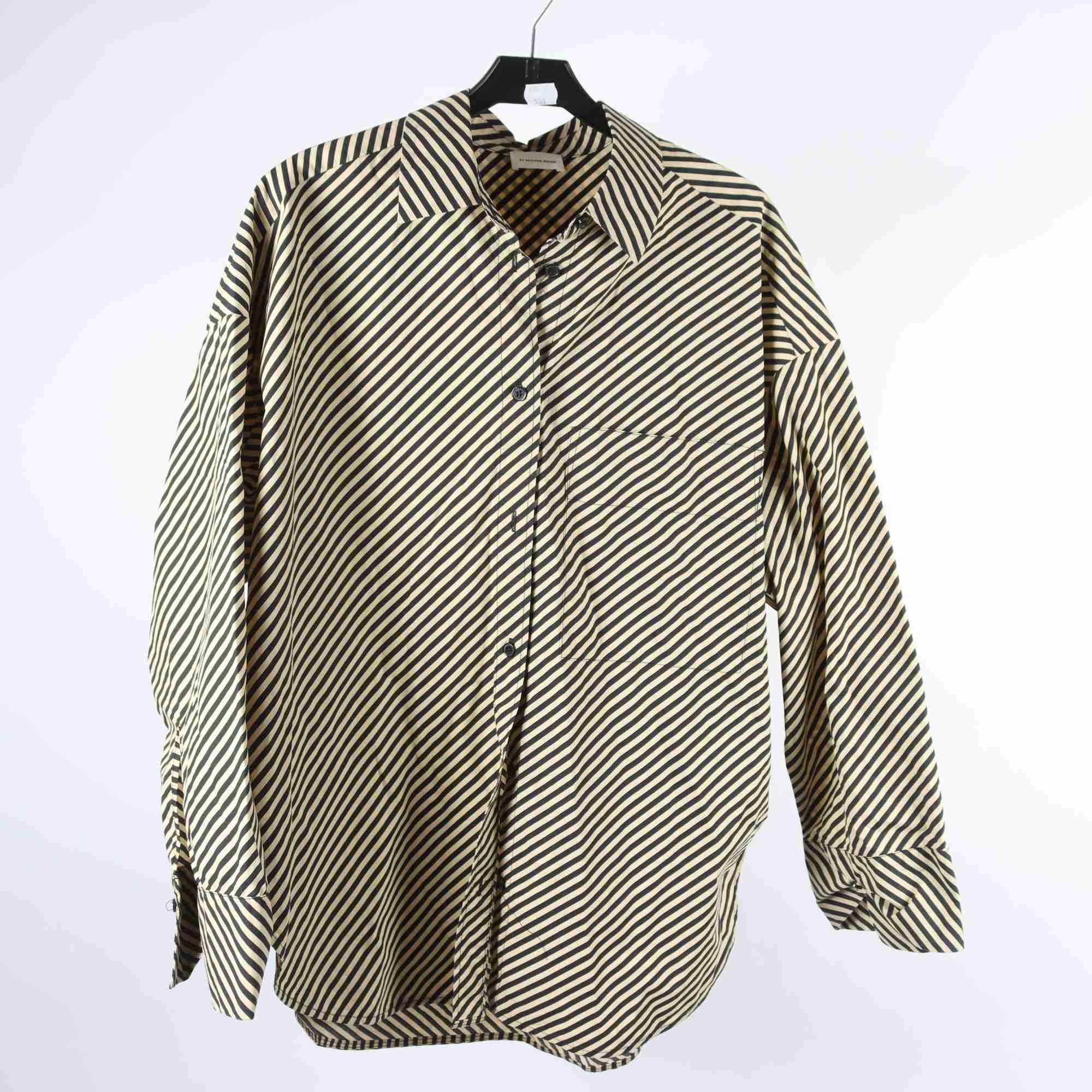 Blus, By Malene Birger, randig, svart, beige, stl. 34.