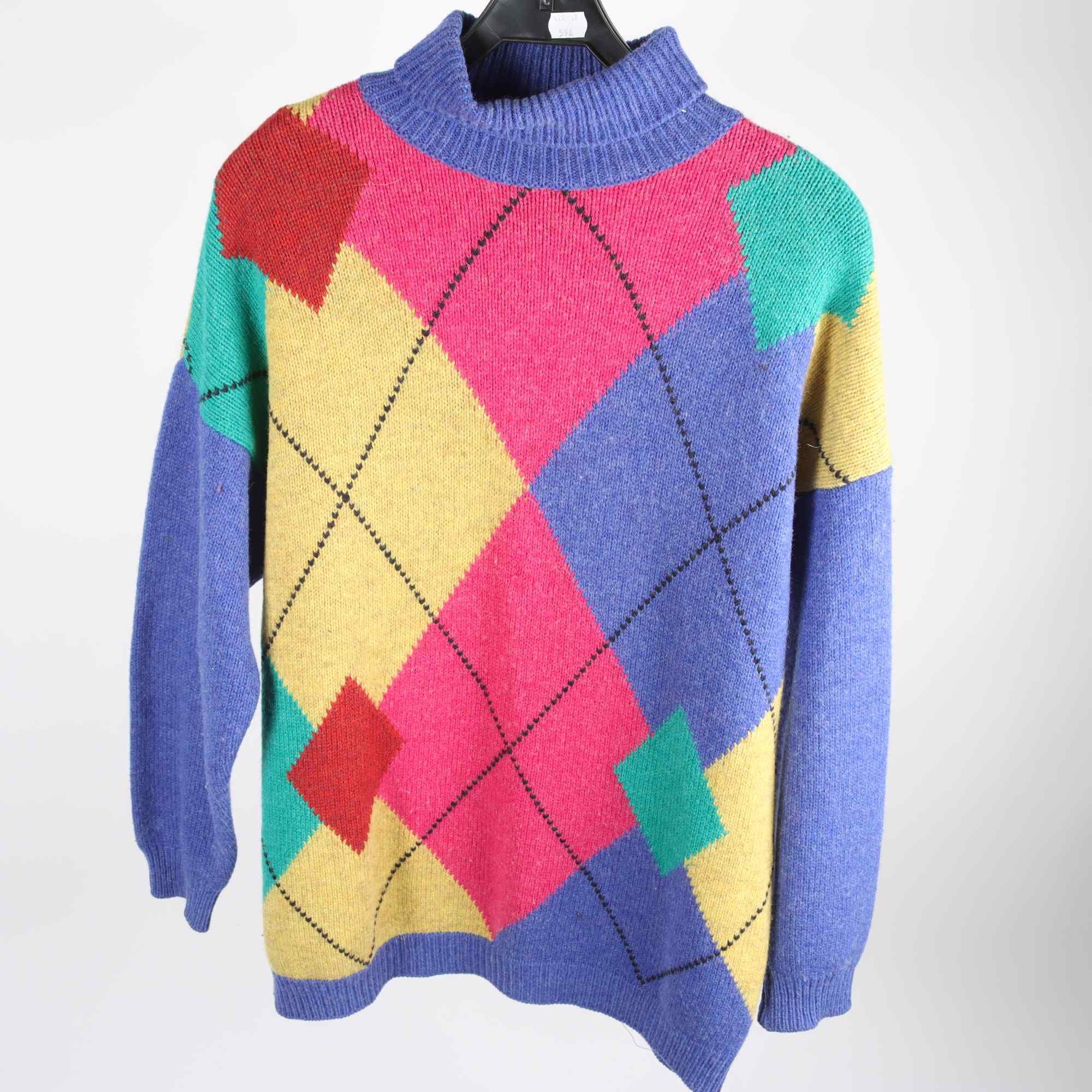 Polotröja, Okänd, rosa, lila, ull, stl. 48.