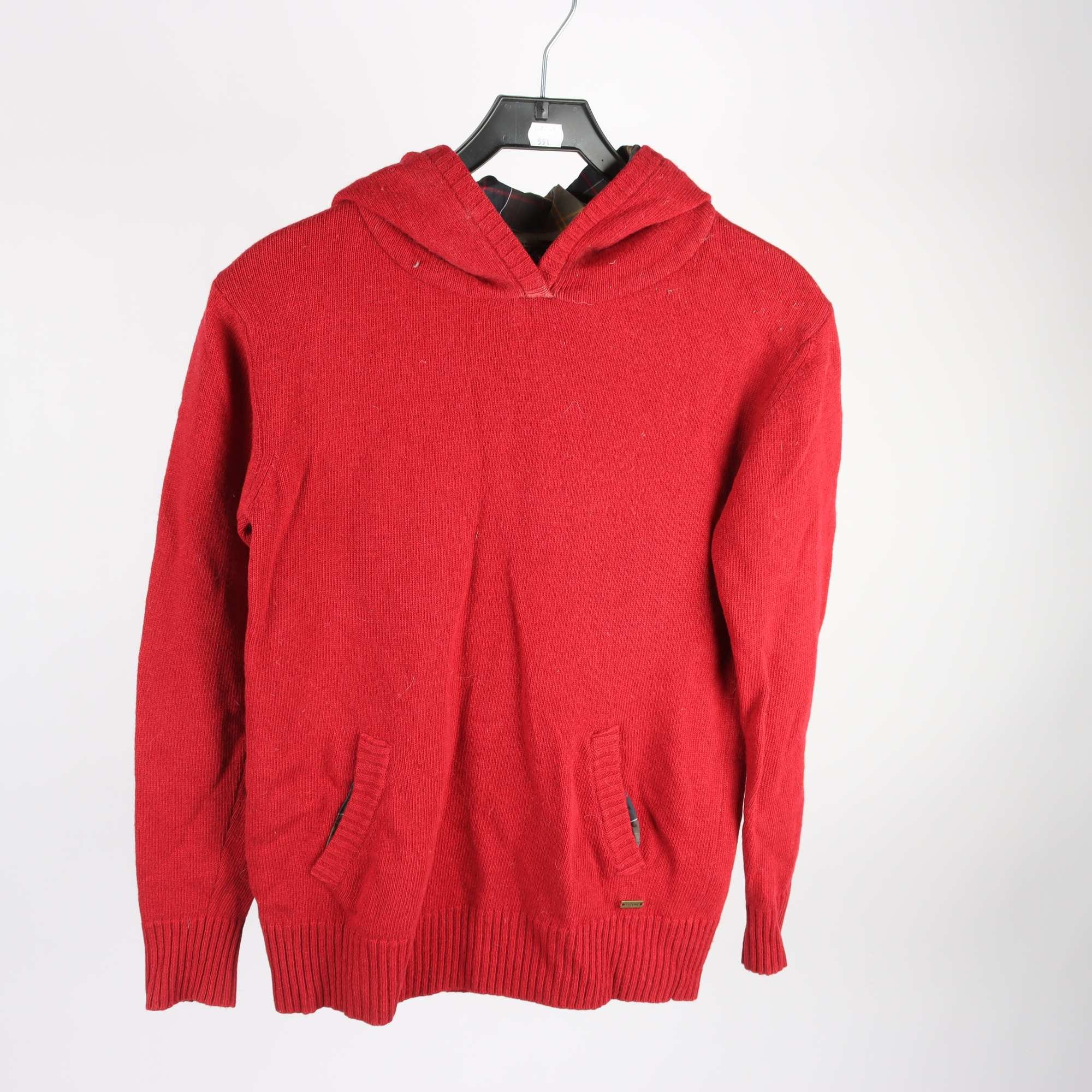 Hoodie, Barbour, röd, lammull, stl. 40.