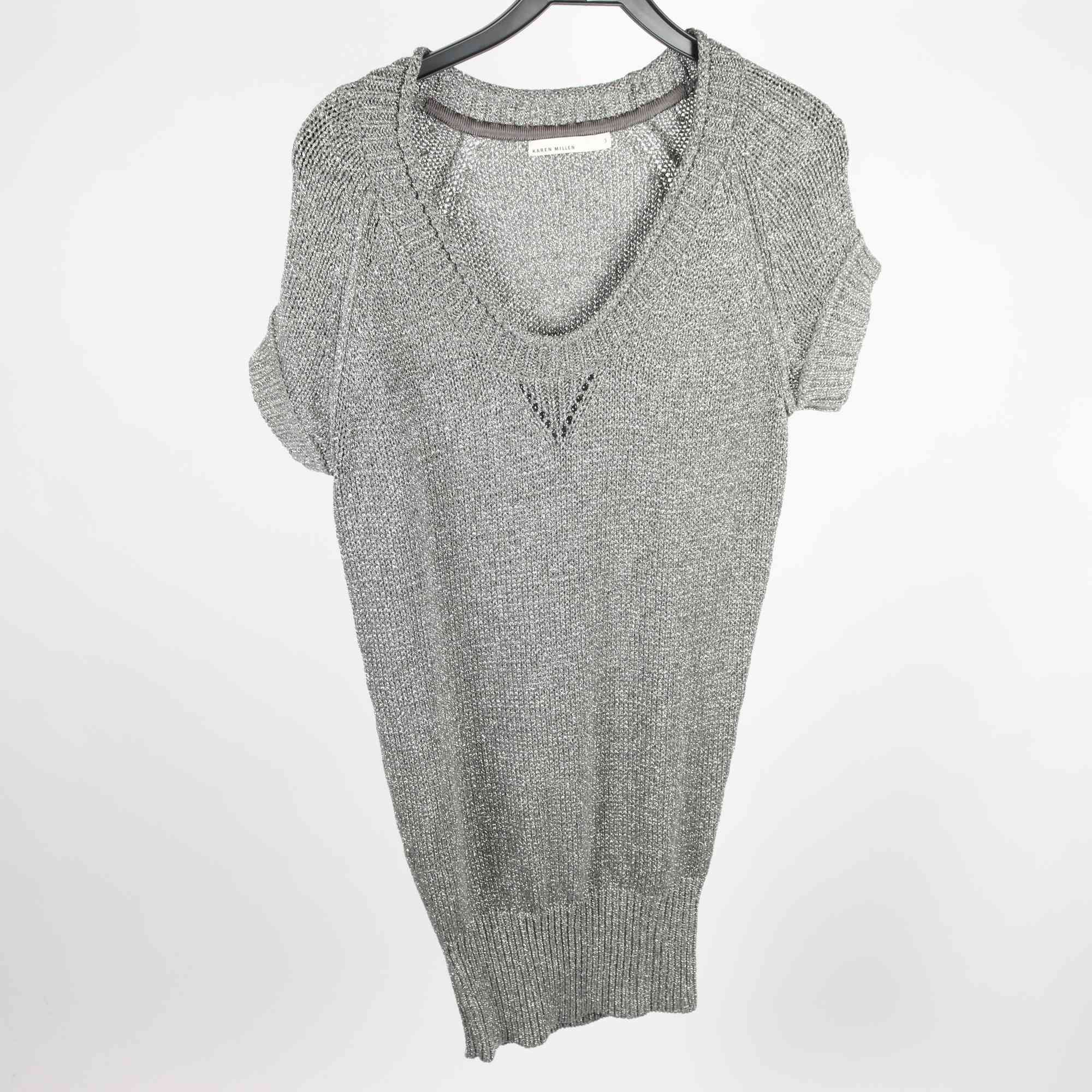 Klänning, Karin Millen, stickad, silver, stl. M.