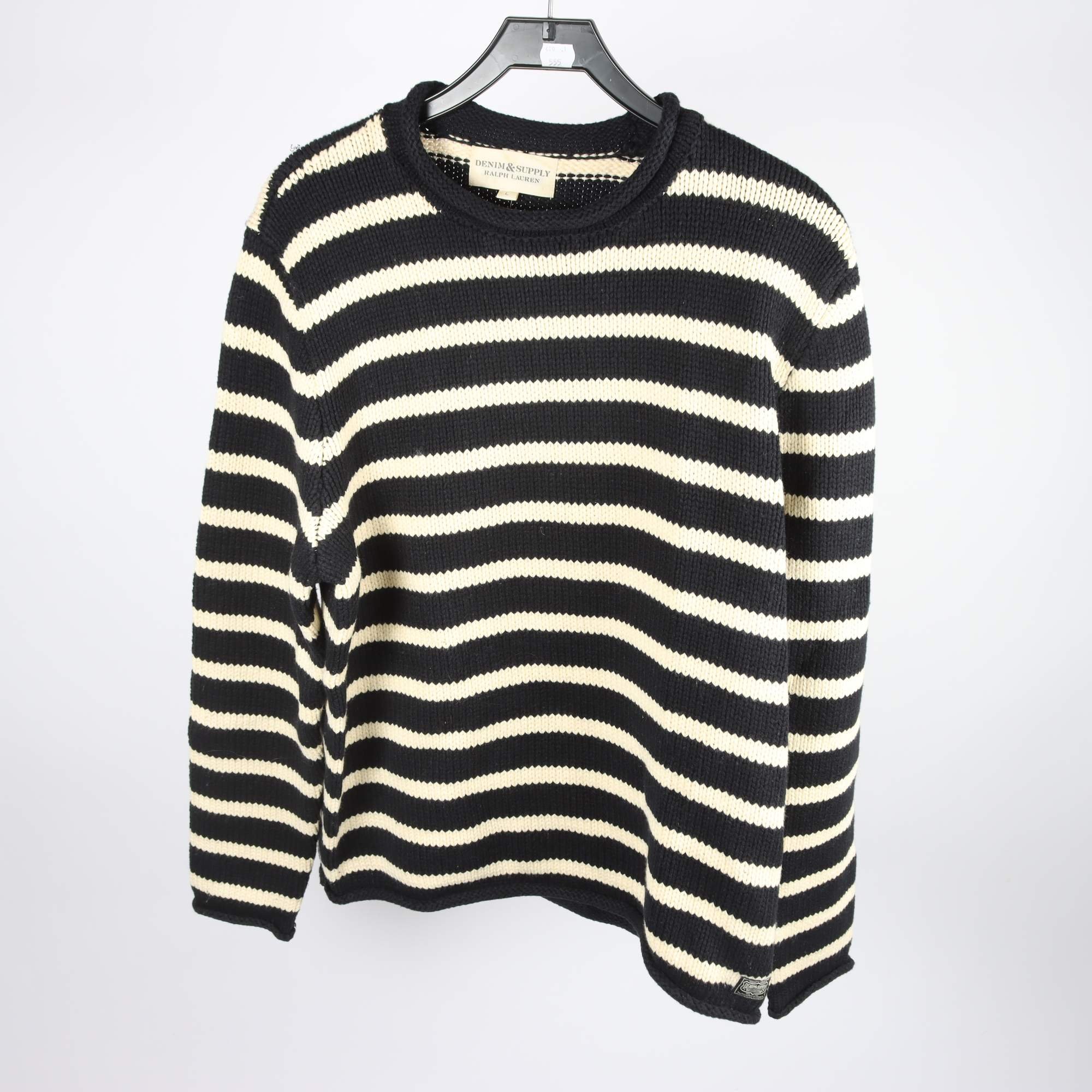 Tröja, Ralph Lauren, randig, blå, beige, ull, bomull, stl. L.