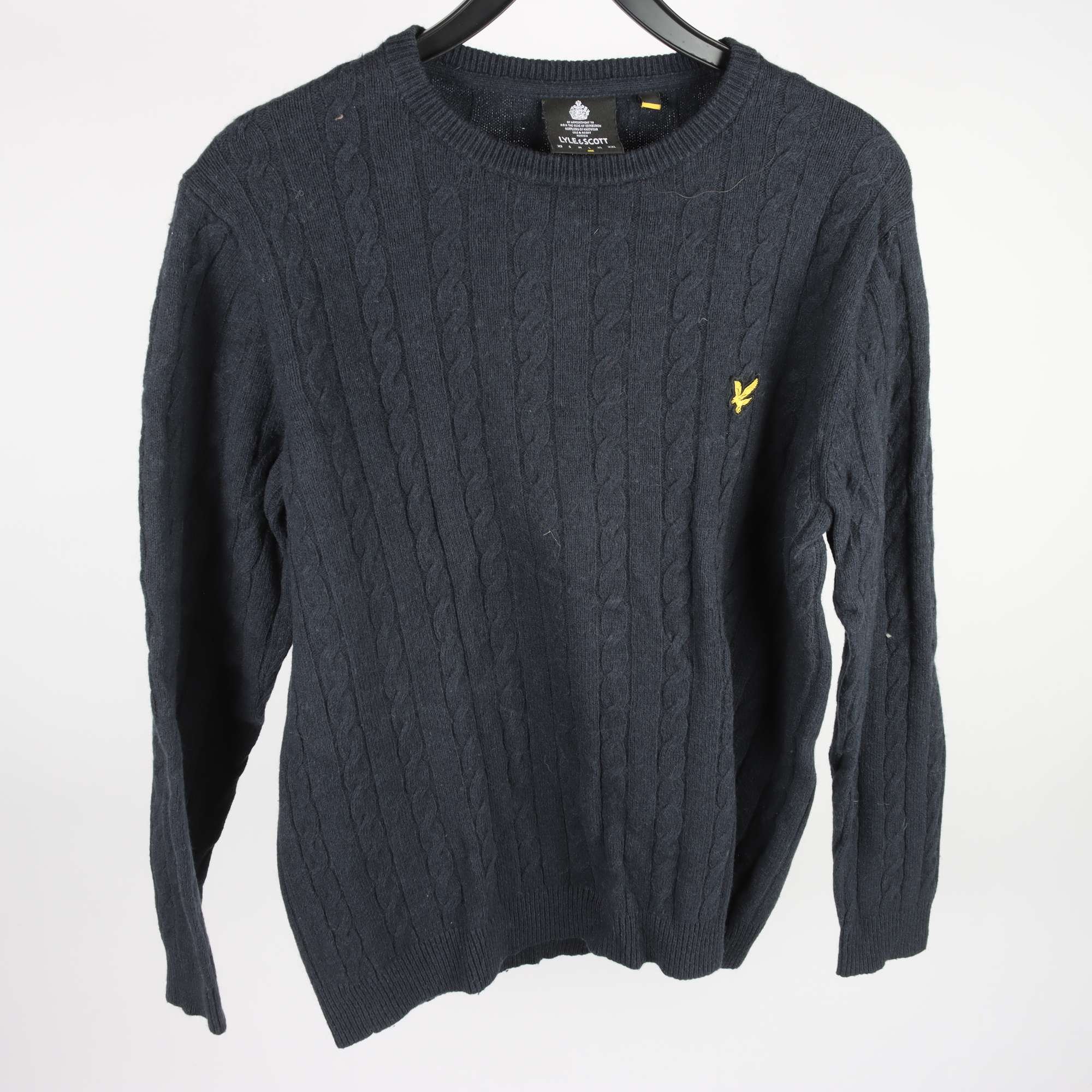 Tröja, Lyle & Scott, blå, ull, bomull, stl. L.