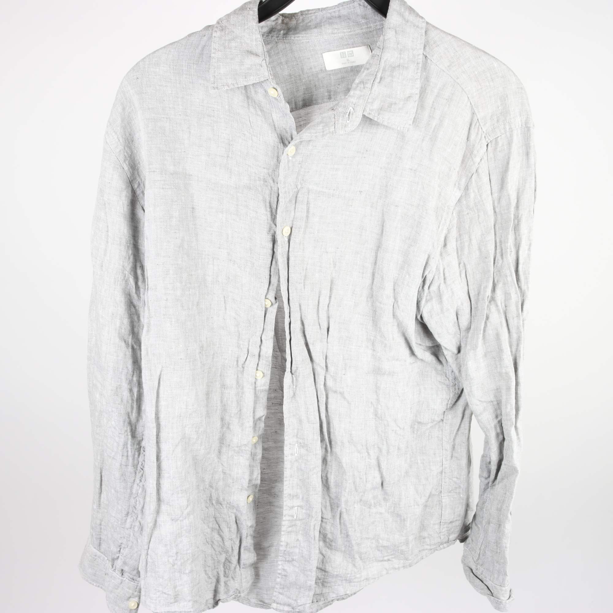 Skjorta, Uniqlo, grå, lin, stl. XL.