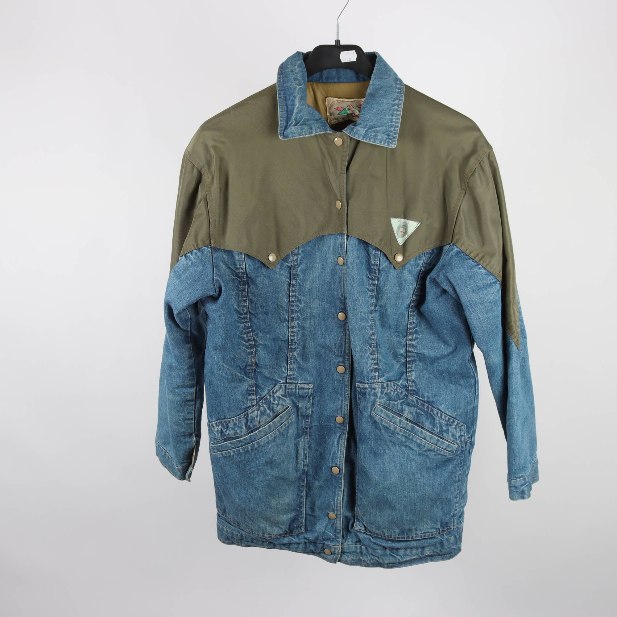 Jeansjacka, vintage, Biscote, blå, grön, stl ca. M