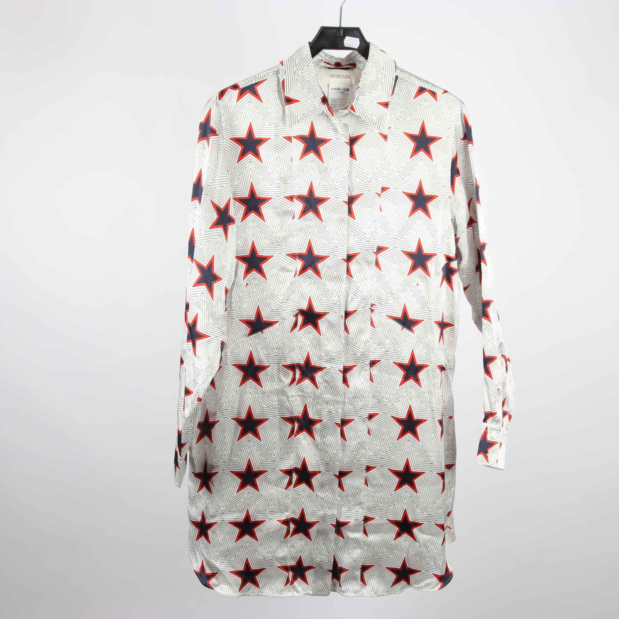 Klänning, SportMax, vit, blå, röd, stjärnor, stl. 38