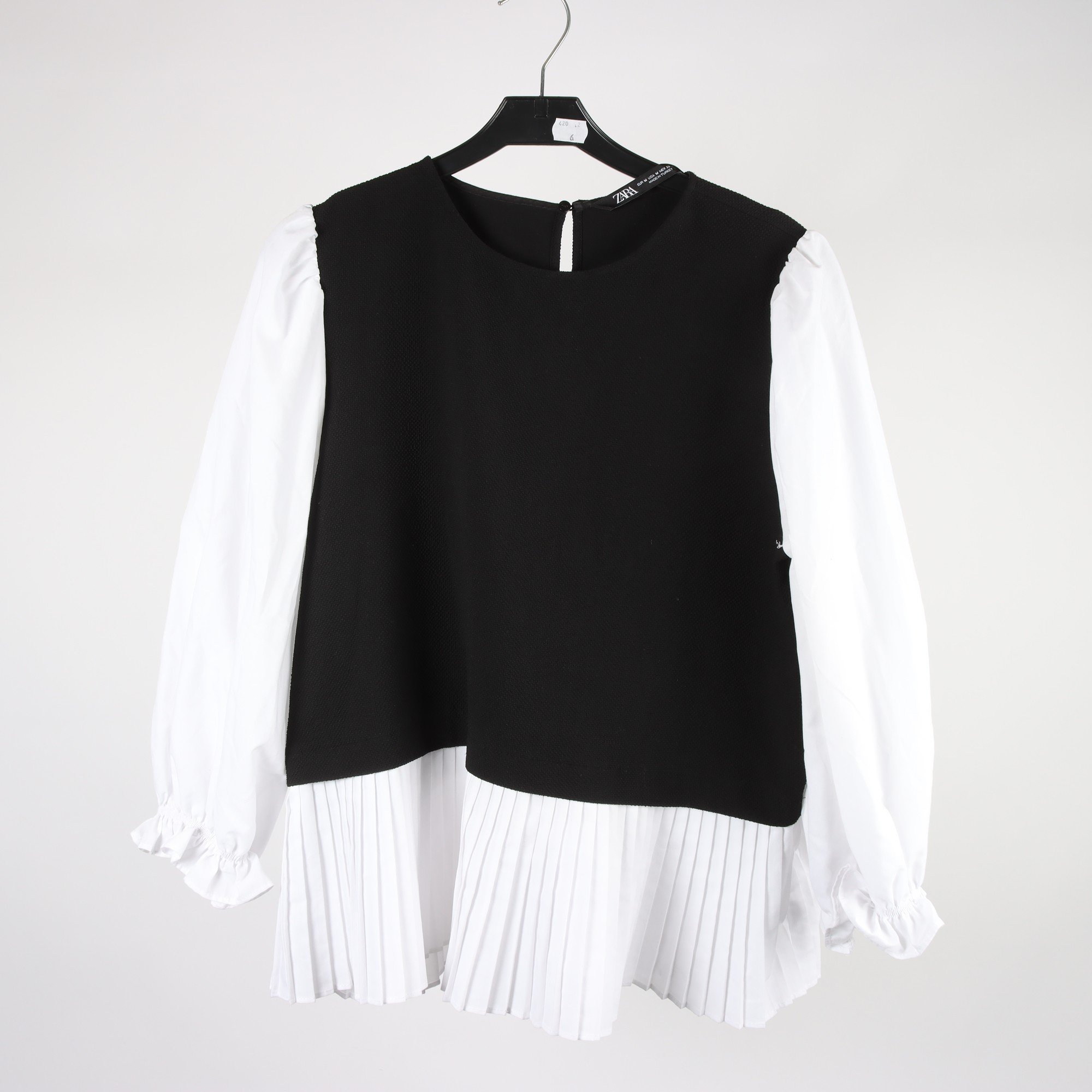 Blus, Zara, svart, vit, stl. M