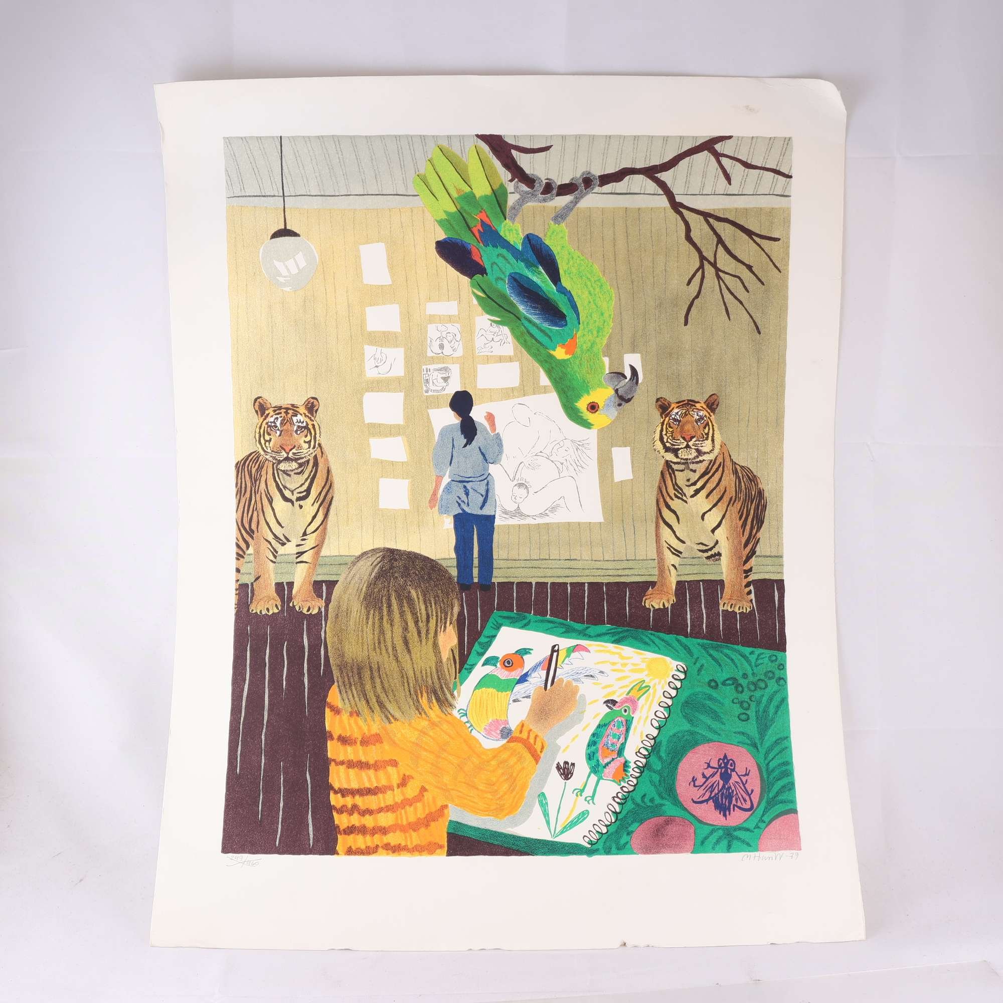 Färglitografi, löst blad, Mona Huss Wallin, 249/460,1979 sign. Samfraktas ej.