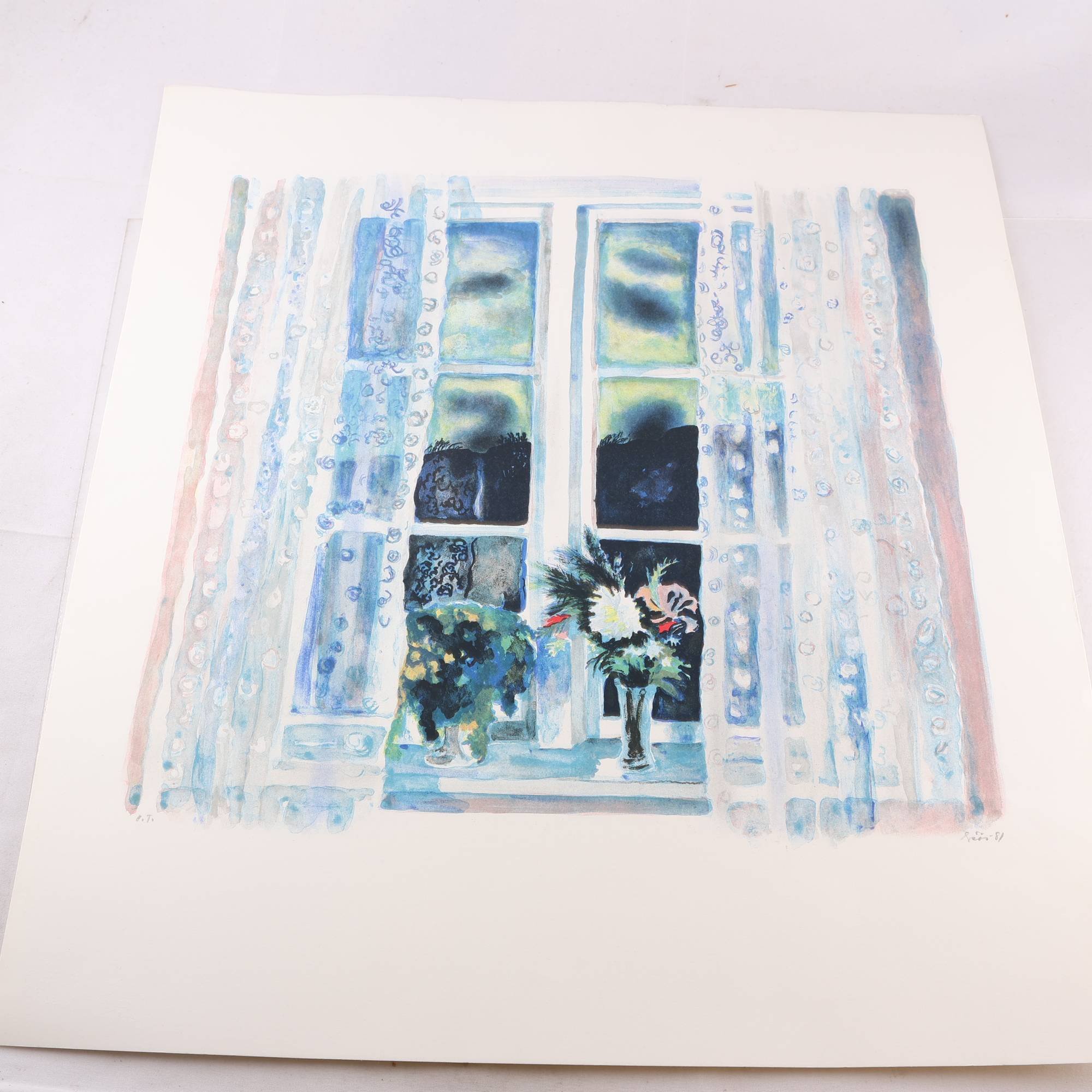 Färglitografi, löst blad, Evy Låås, (f. 1923-1999), 1981, sign. Samfraktas ej.