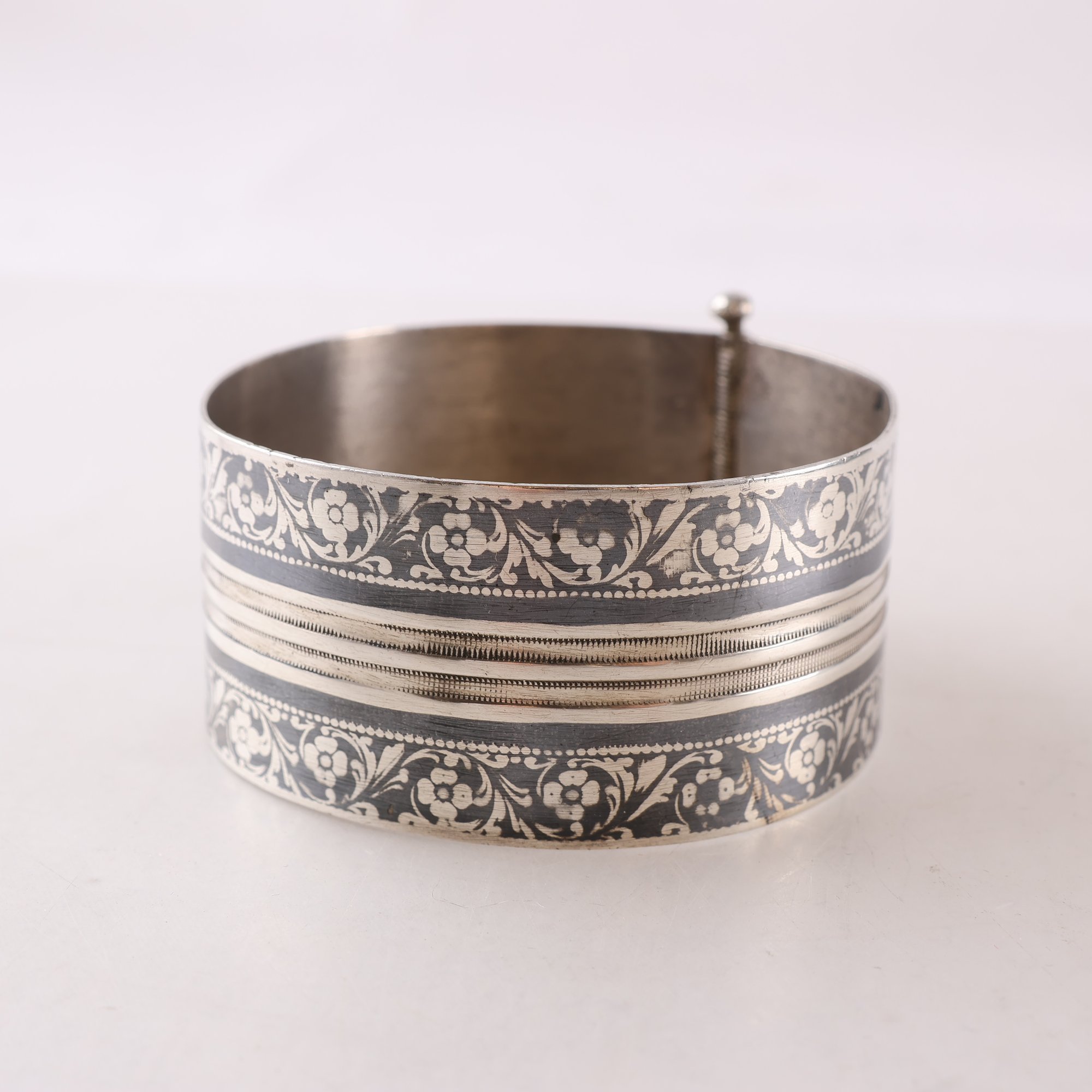 Armband, cuff, silver, niello, vintage, vikt: 50.3g