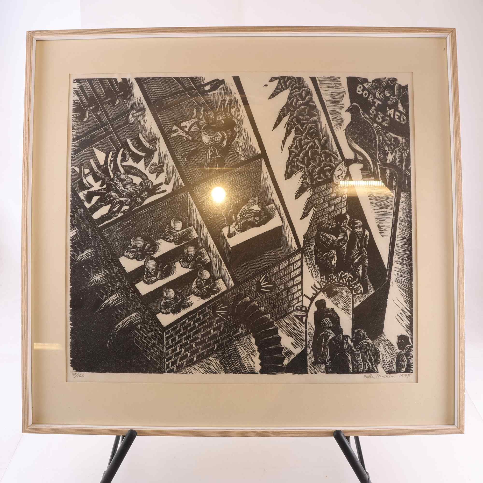 Träsnitt, Petter Zennström, (f. 1945), 40/160, sign. Endast avhämtning.