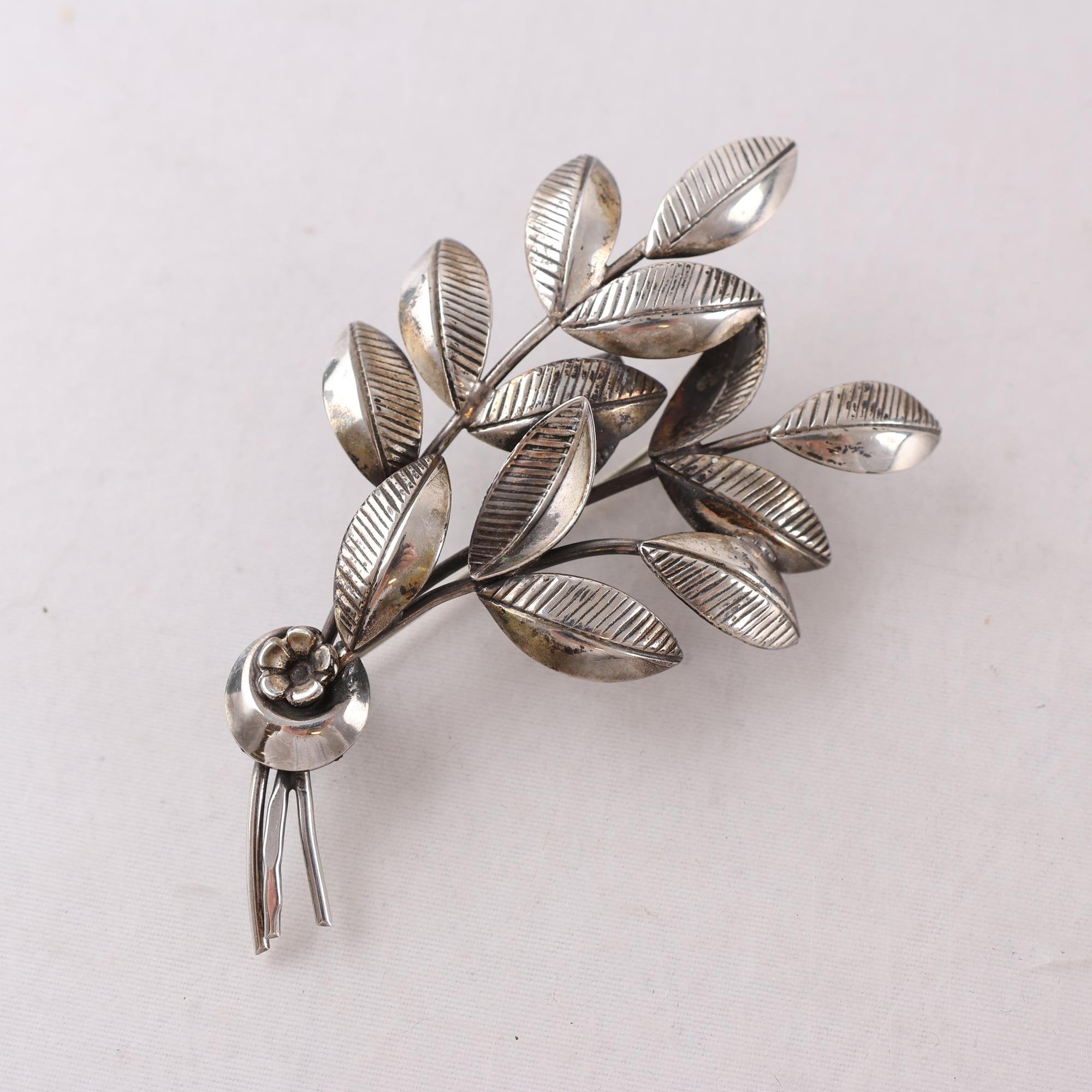Brosch, silver, kvist, 1950-tal, vintage, vikt: 9.6g