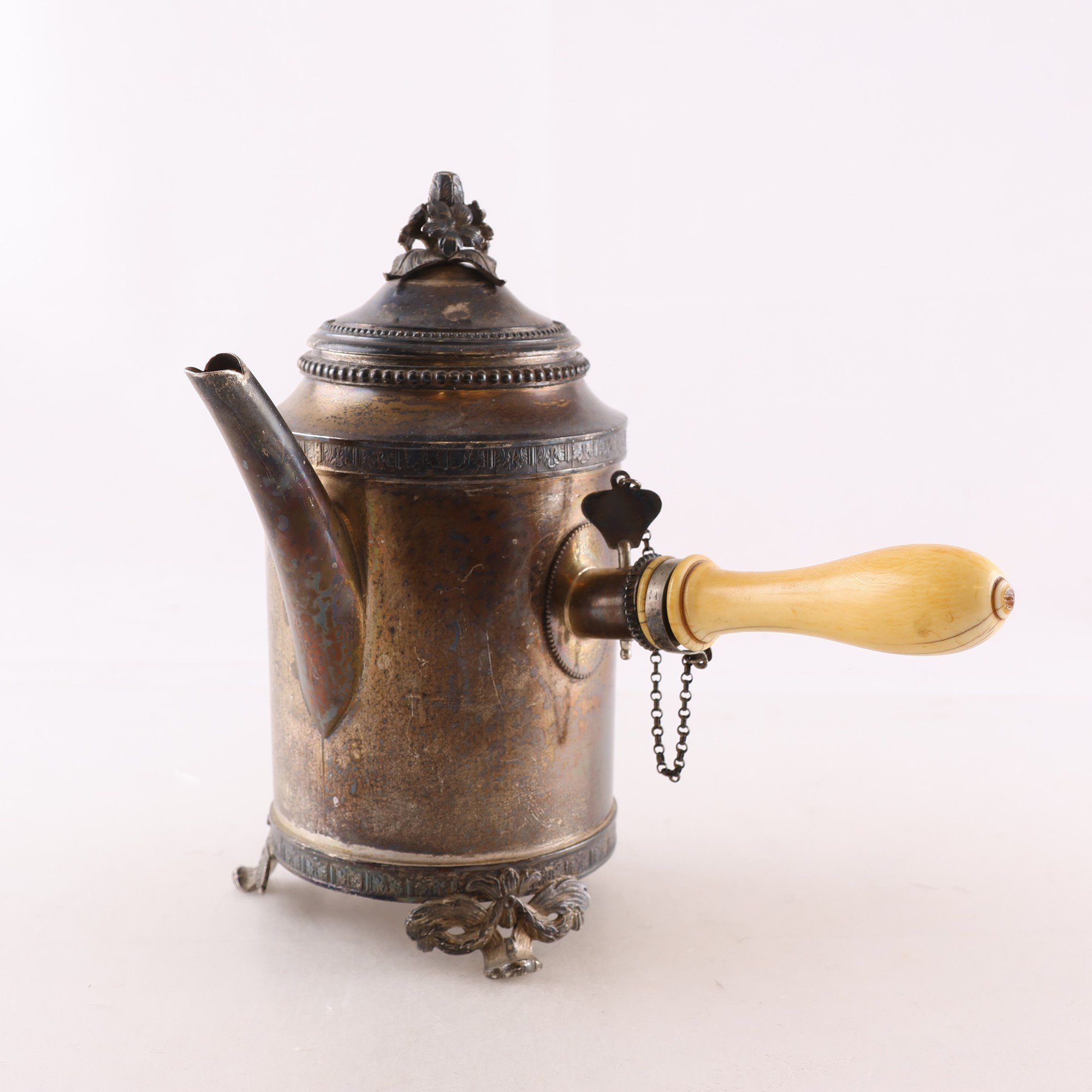 Kaffekanna, silver, handtag i ben, CGH, Stockholm, 1902