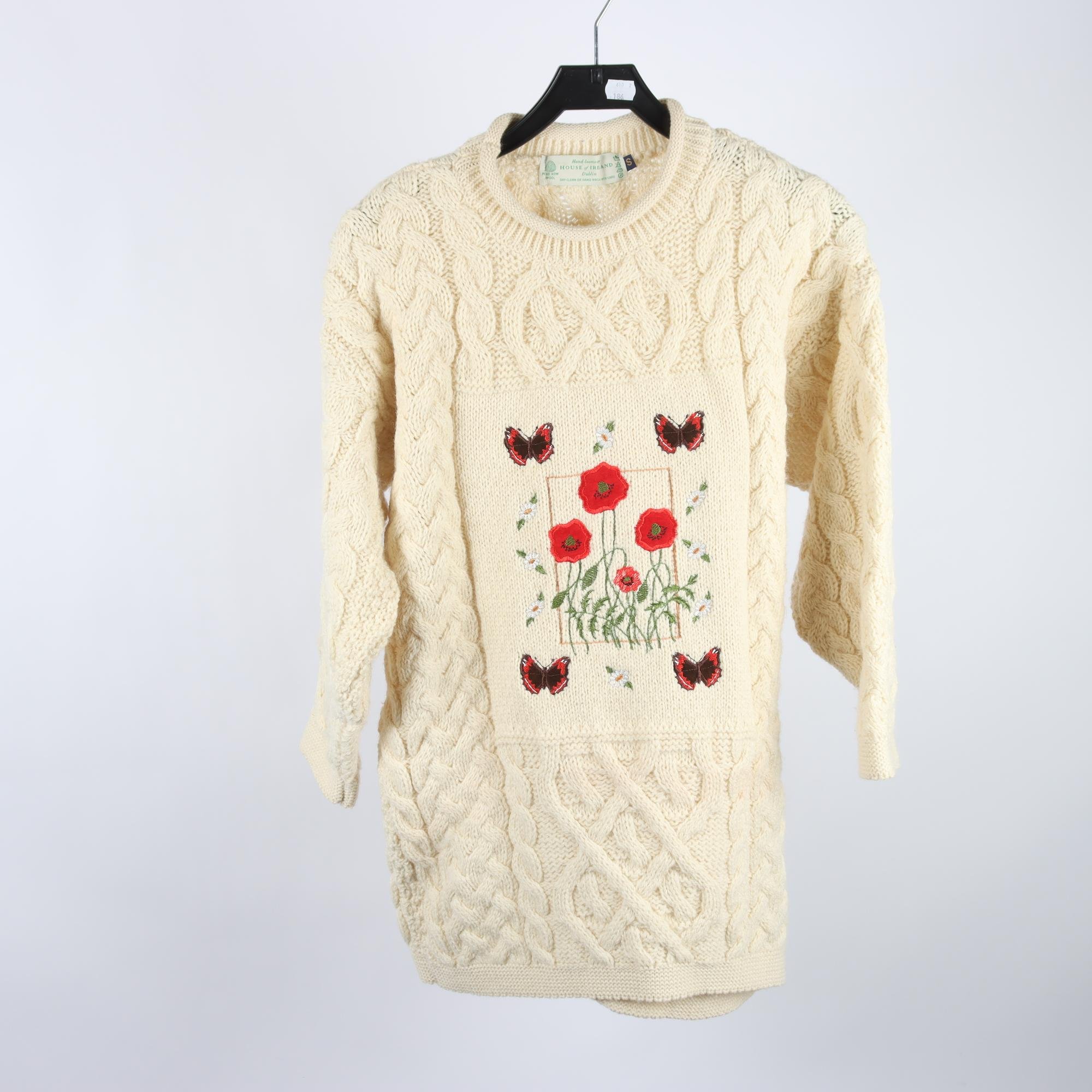 Tröja, House of Ireland, ljusbeige, mönstrad, stl. S (oversize)