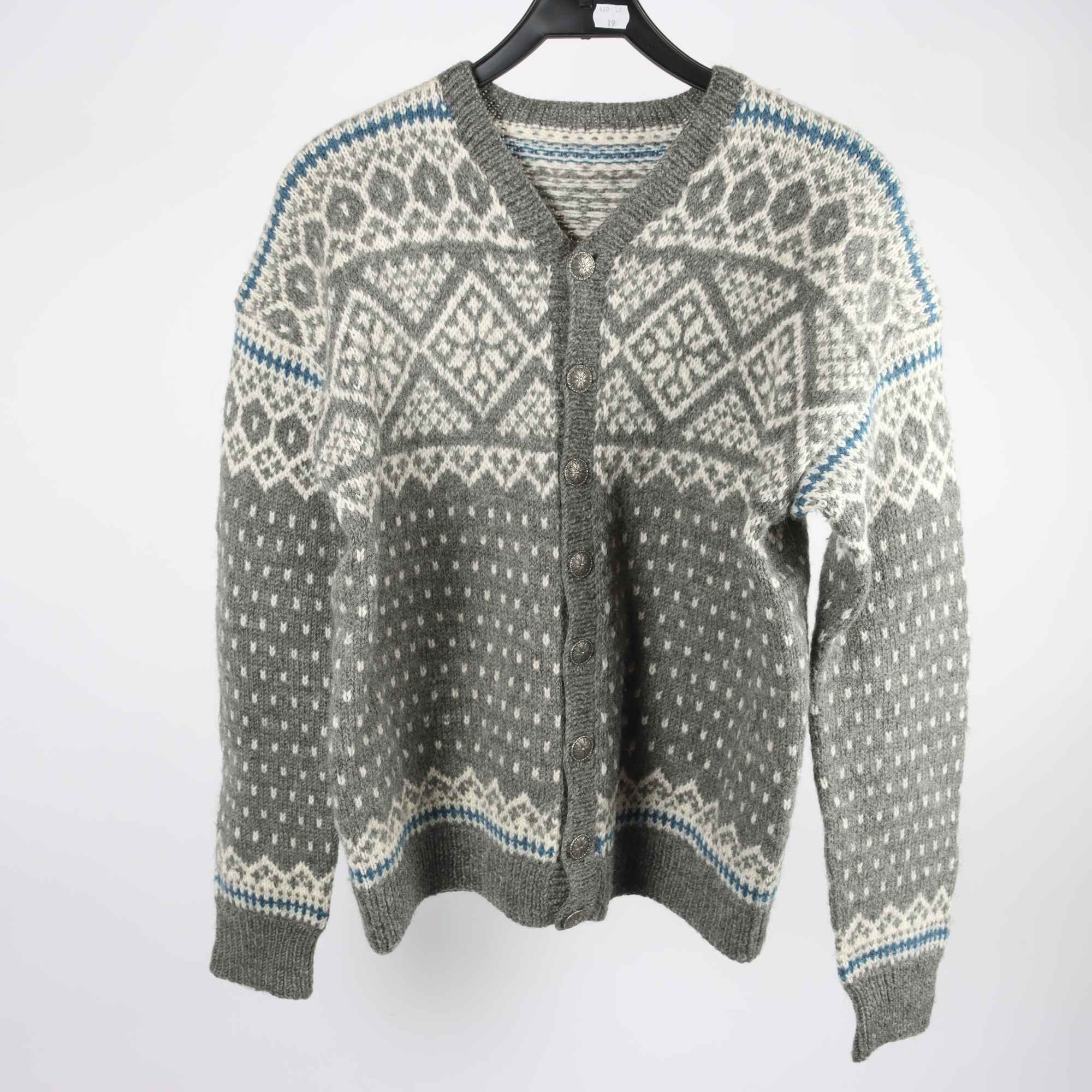 Kofta, Okänd, grå, vit, stl ca. M