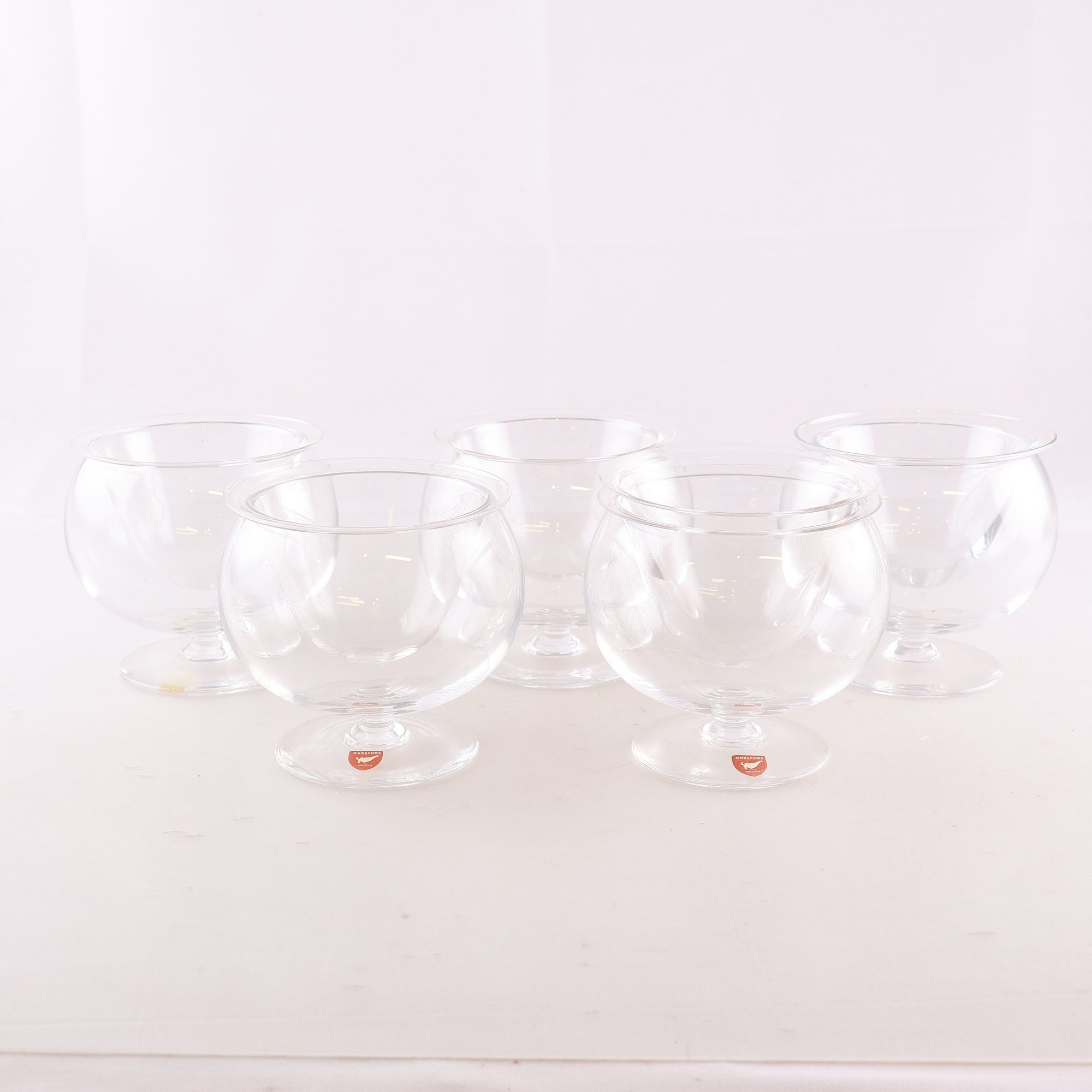 Coupeglas, helkristall, Orrefors, 5 st. Samfraktas ej.