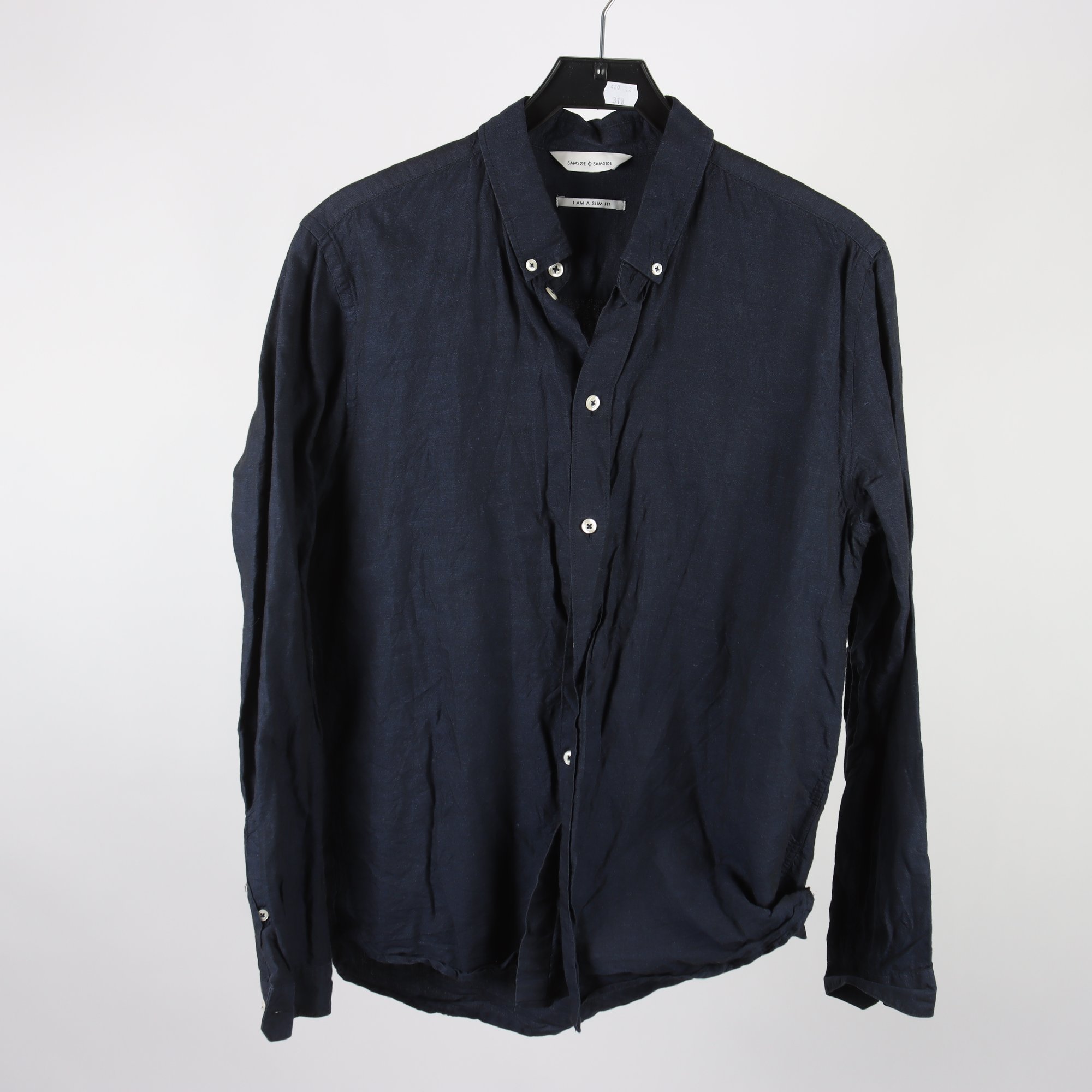 Skjorta, Samsøe o Samsøe, blå, slim fit, lin, stl. XL.