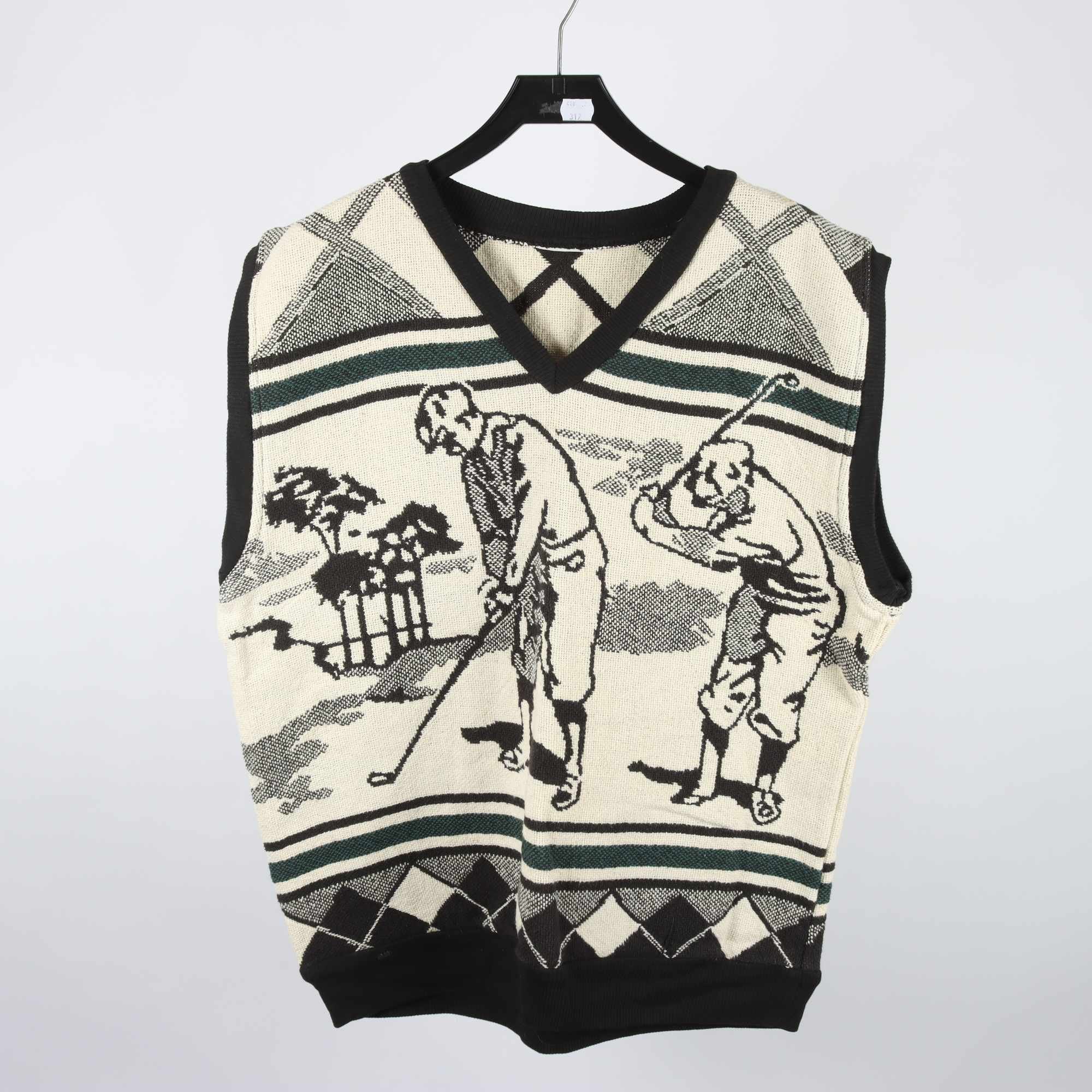 Väst, Okänd, svart, offwhite, stl. ca. L/XXL.