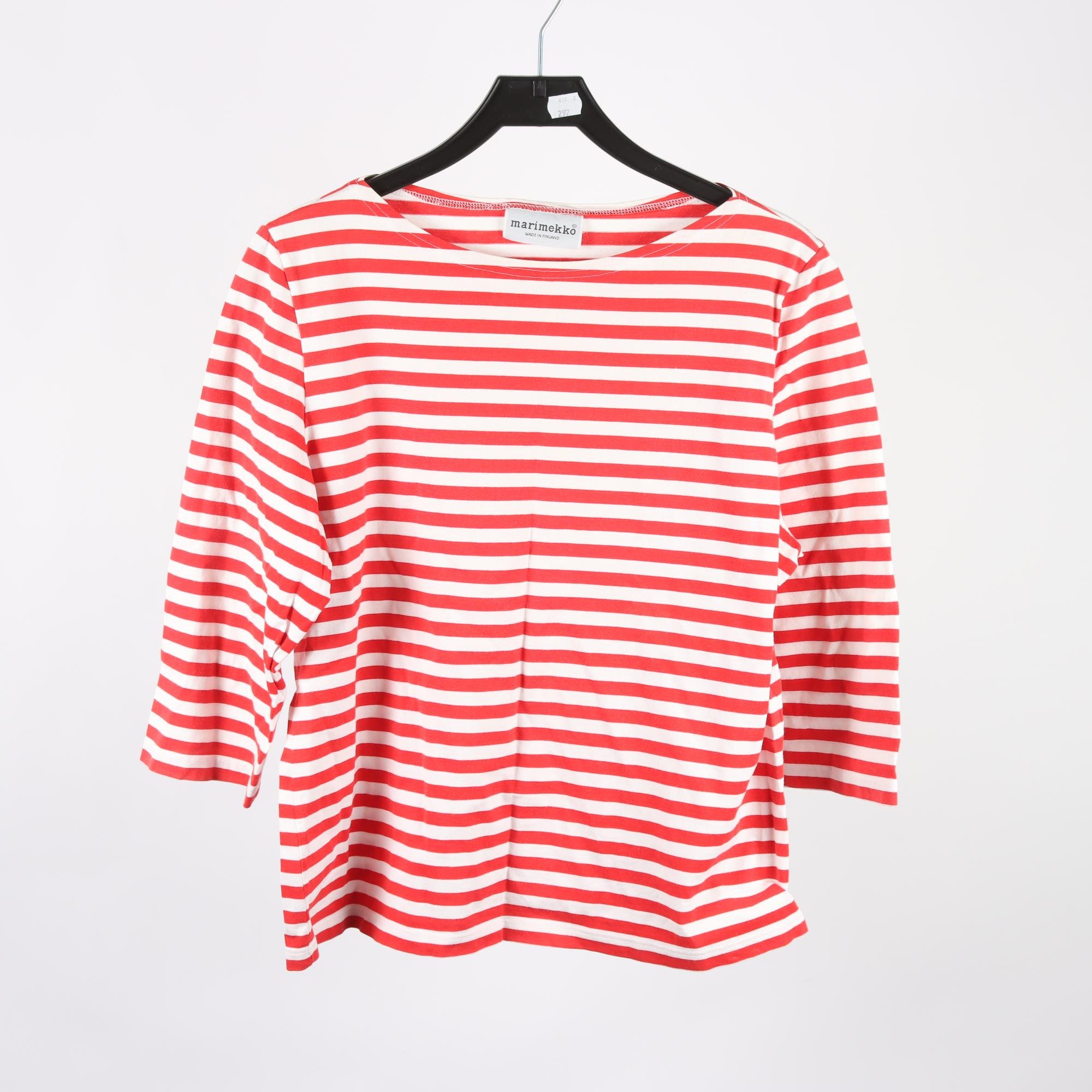 Tröja, marimekko, röd, vit, randig, stl. XL