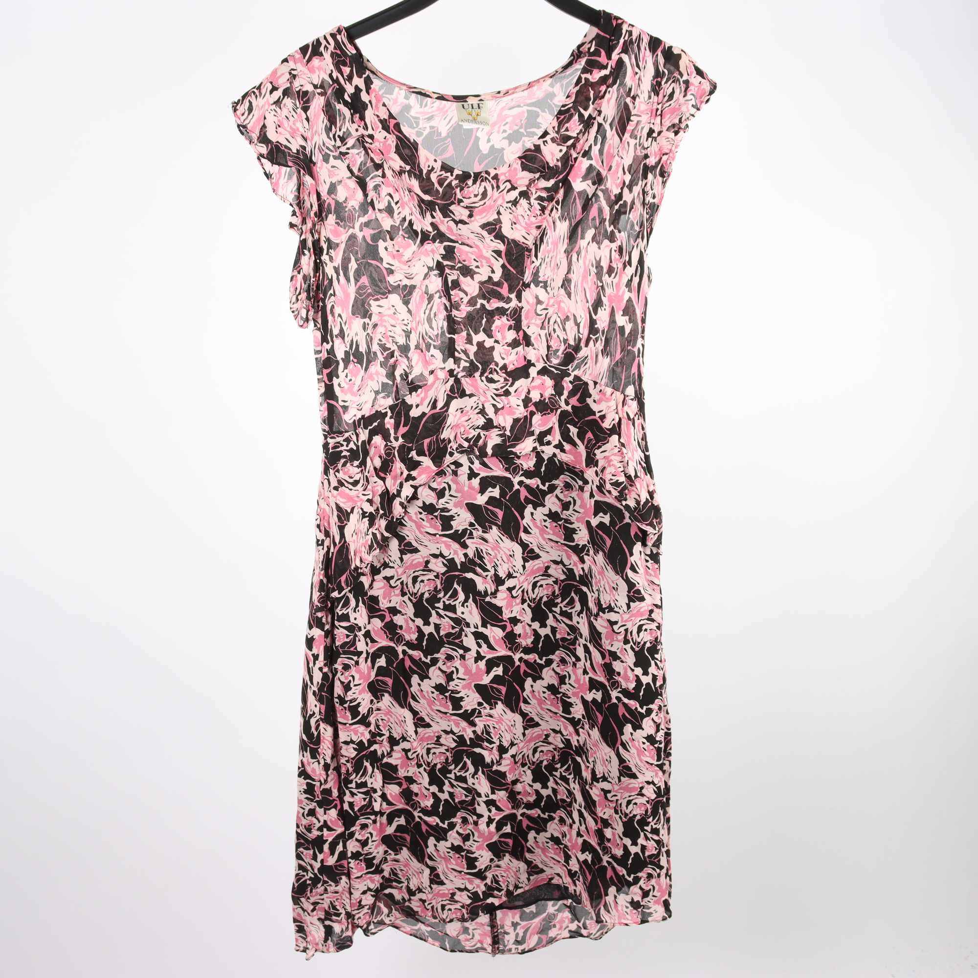 klänning, Ulf andersson, rosa, svart, mönstrad, stl. L