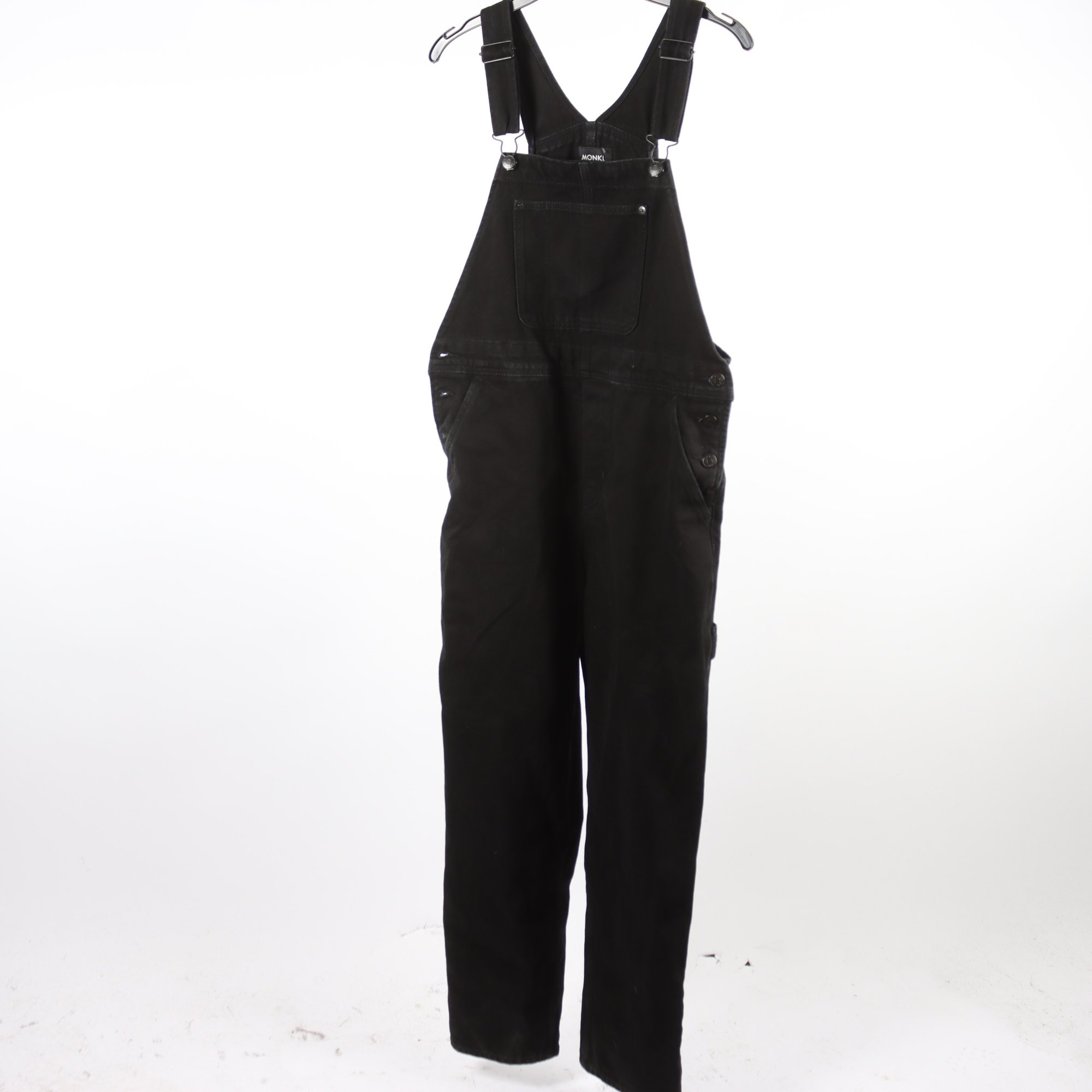 Hängselbyxor, Monki, svart, jeans, stl. S.