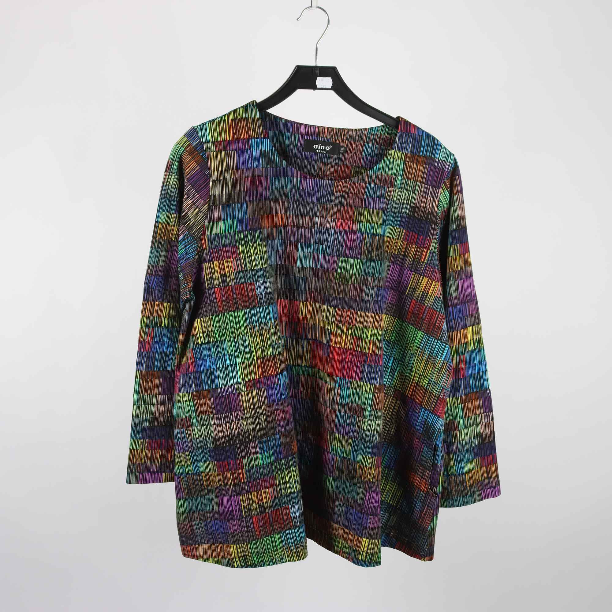 Tröja/tunika, Aino, mönstrad, lila, gul, stl. XXL.