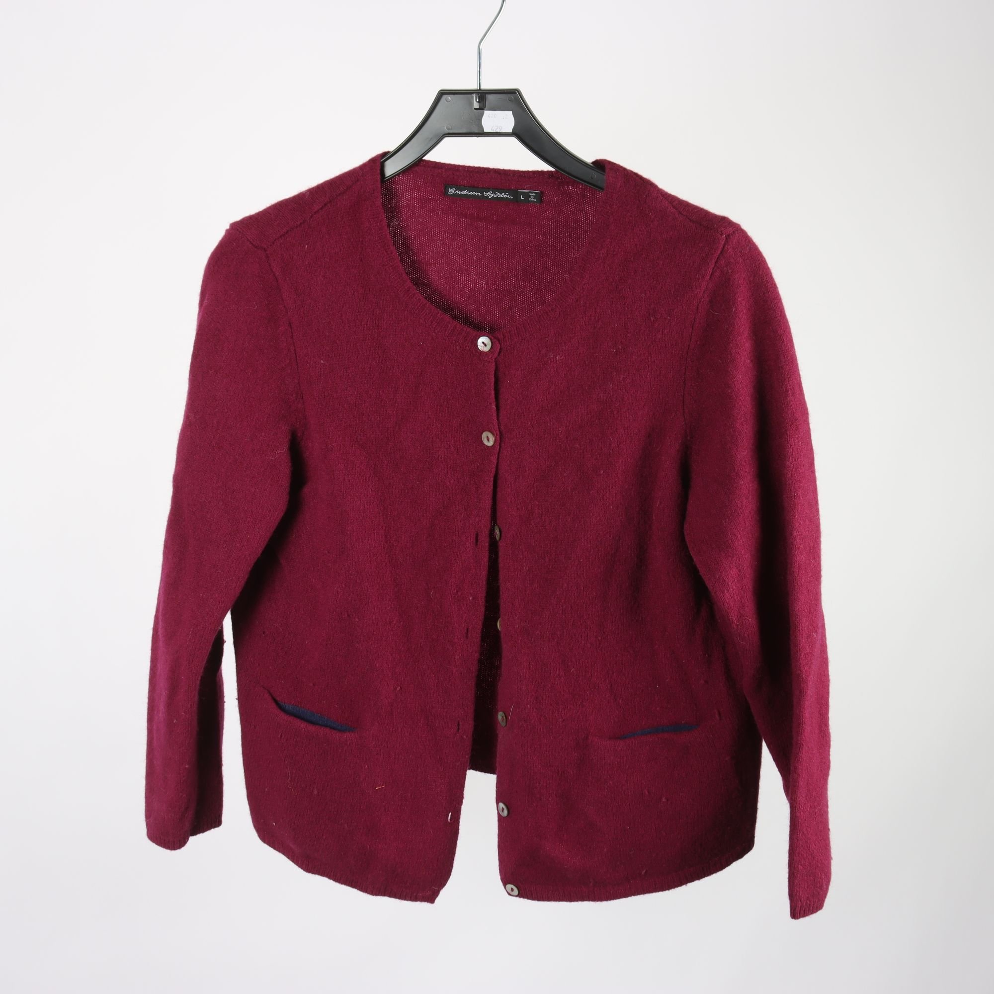 Kofta, Gudrun Sjödén, vinröd, ull, stl. L.