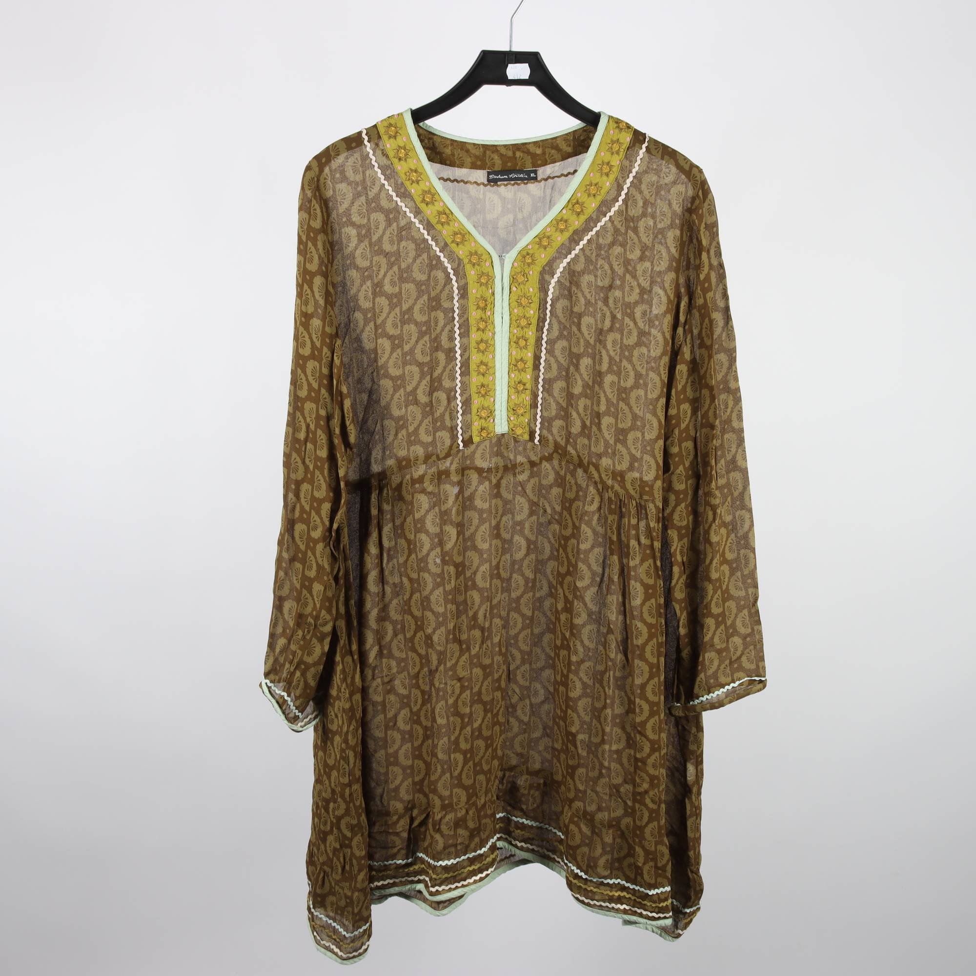 Klänning, Grön, brun, stl. XL,