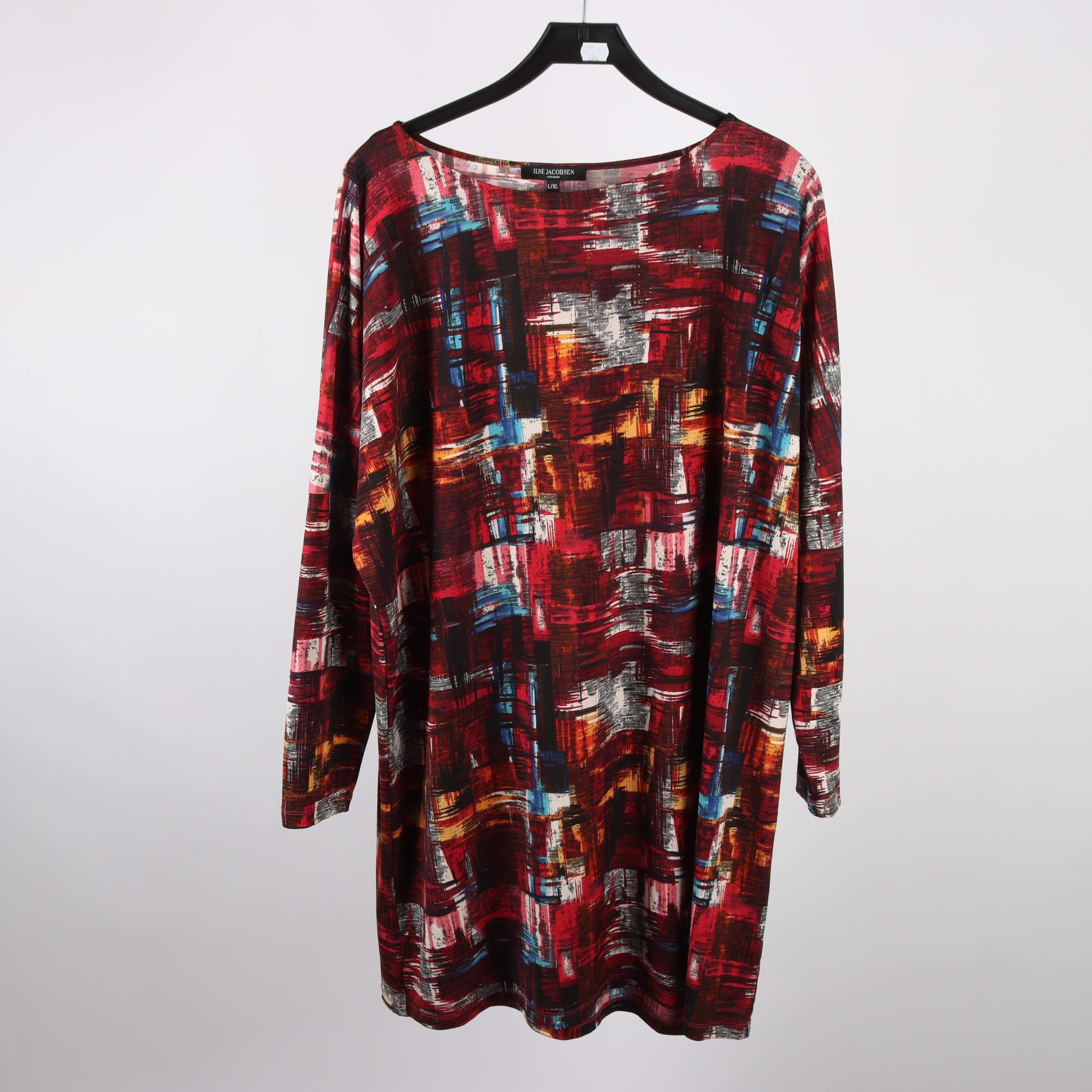 Klänning, Ilse Jacobsen, röd, blå, stl. L/XL.