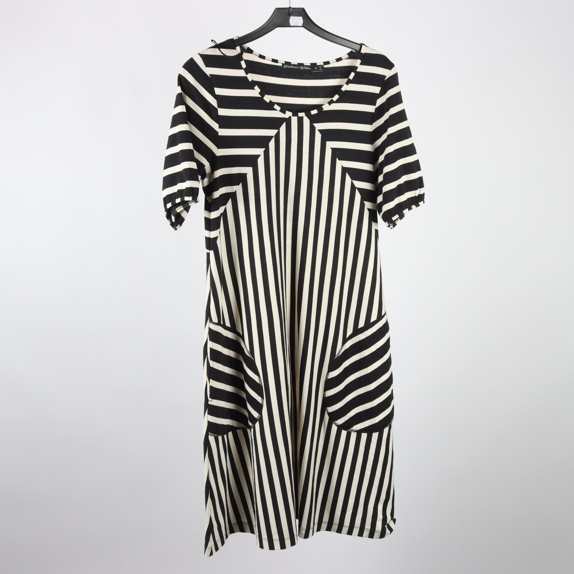 Klänning, Gudrun Sjödén, randig, vit, svart, stl. S.