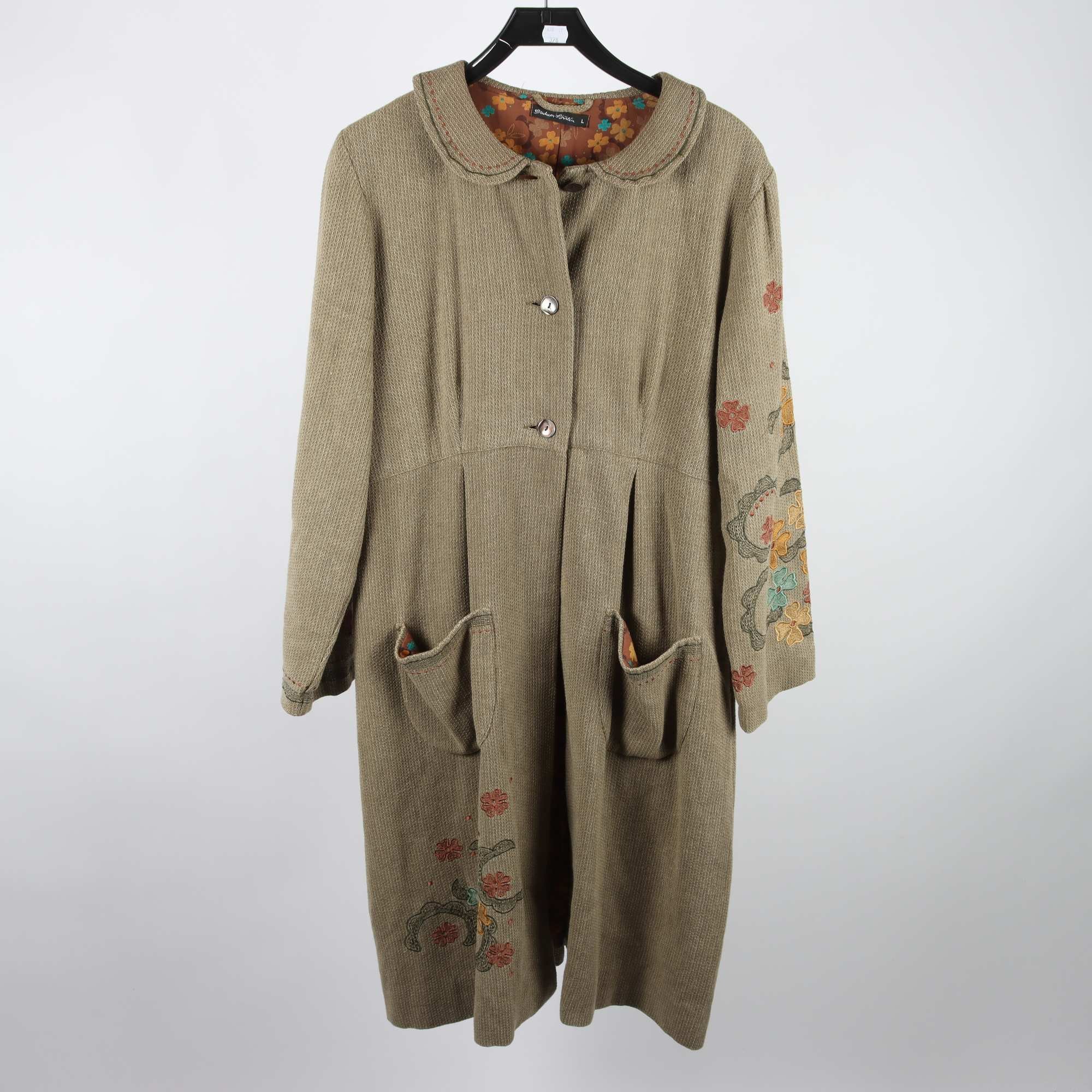 Vårkappa, Gudrun Sjödén, beige, broderad, stl. L.