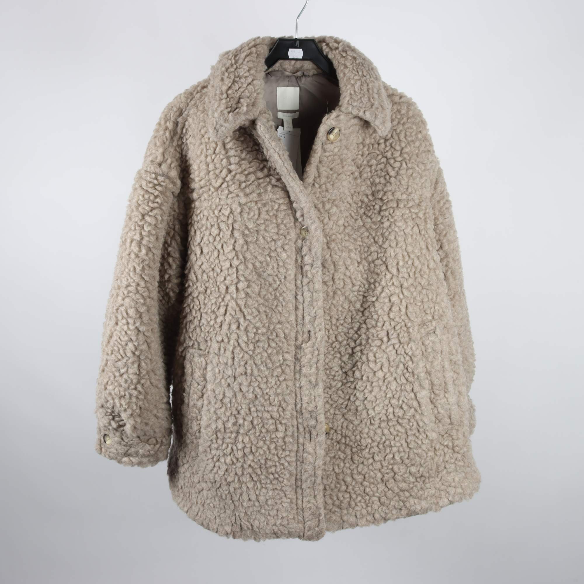 Teddyjacka, H&M, beige, stl. ull, stl. L.