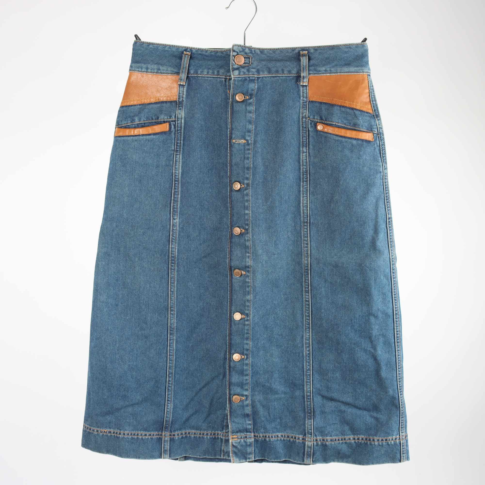 Jeanskjol, H&M, blå, stl. 38