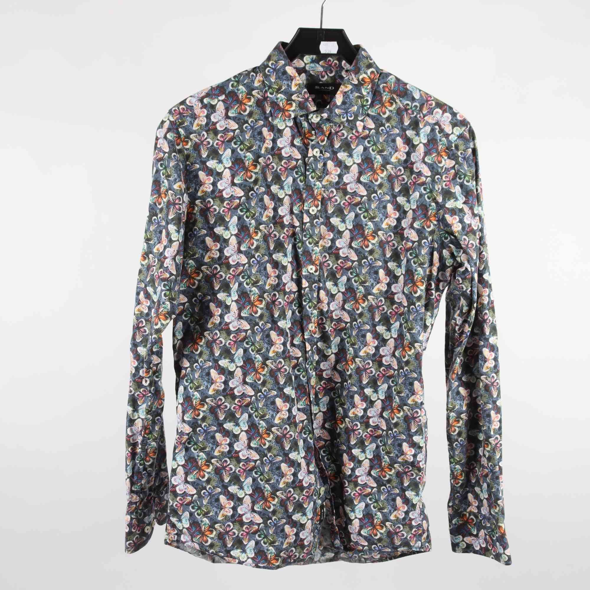 Skjorta, Sand, mönstrad, blå, stl. 39.