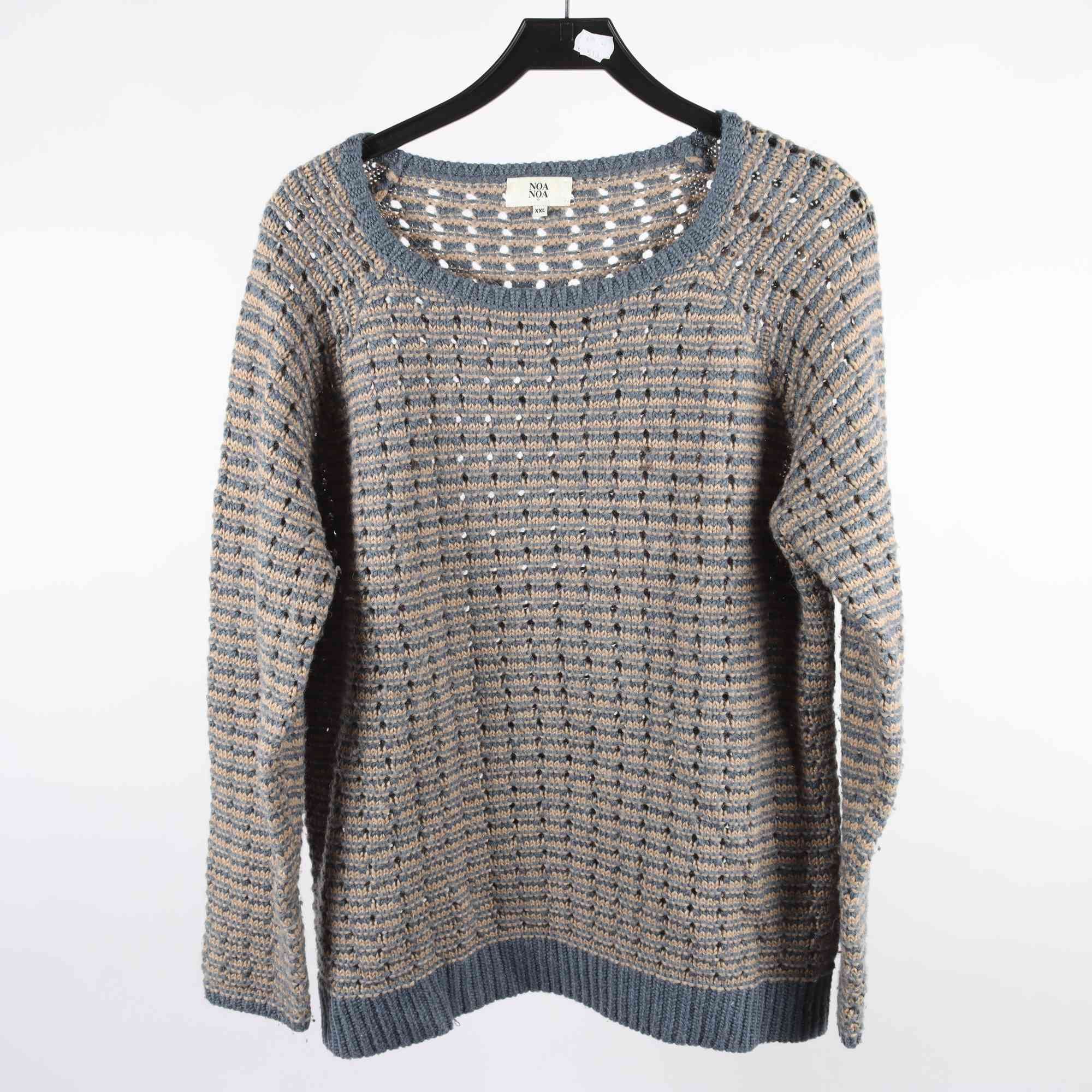 Tröja, Noa Noa, blå, beige, ullmix, stl. XXL.