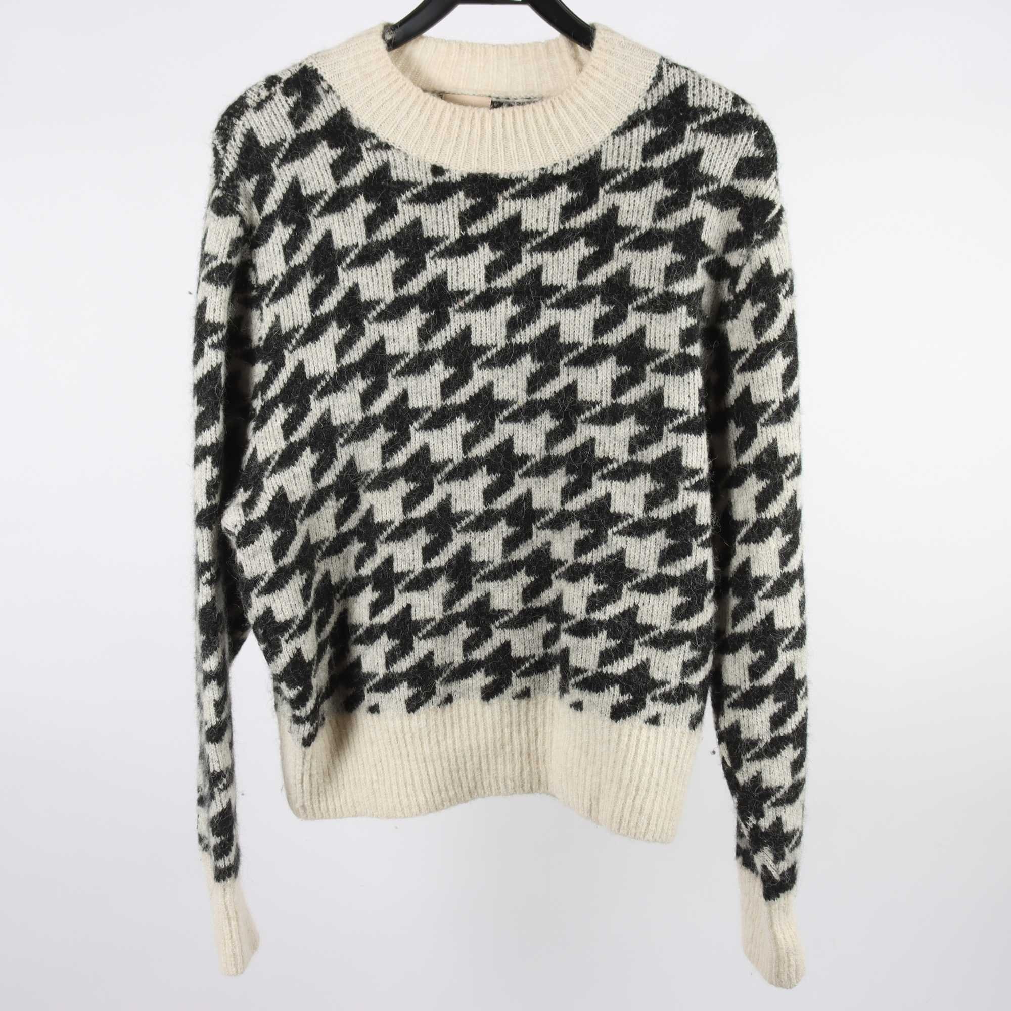 Tröja, H&M, svart, beige, alpaca, stl. L.