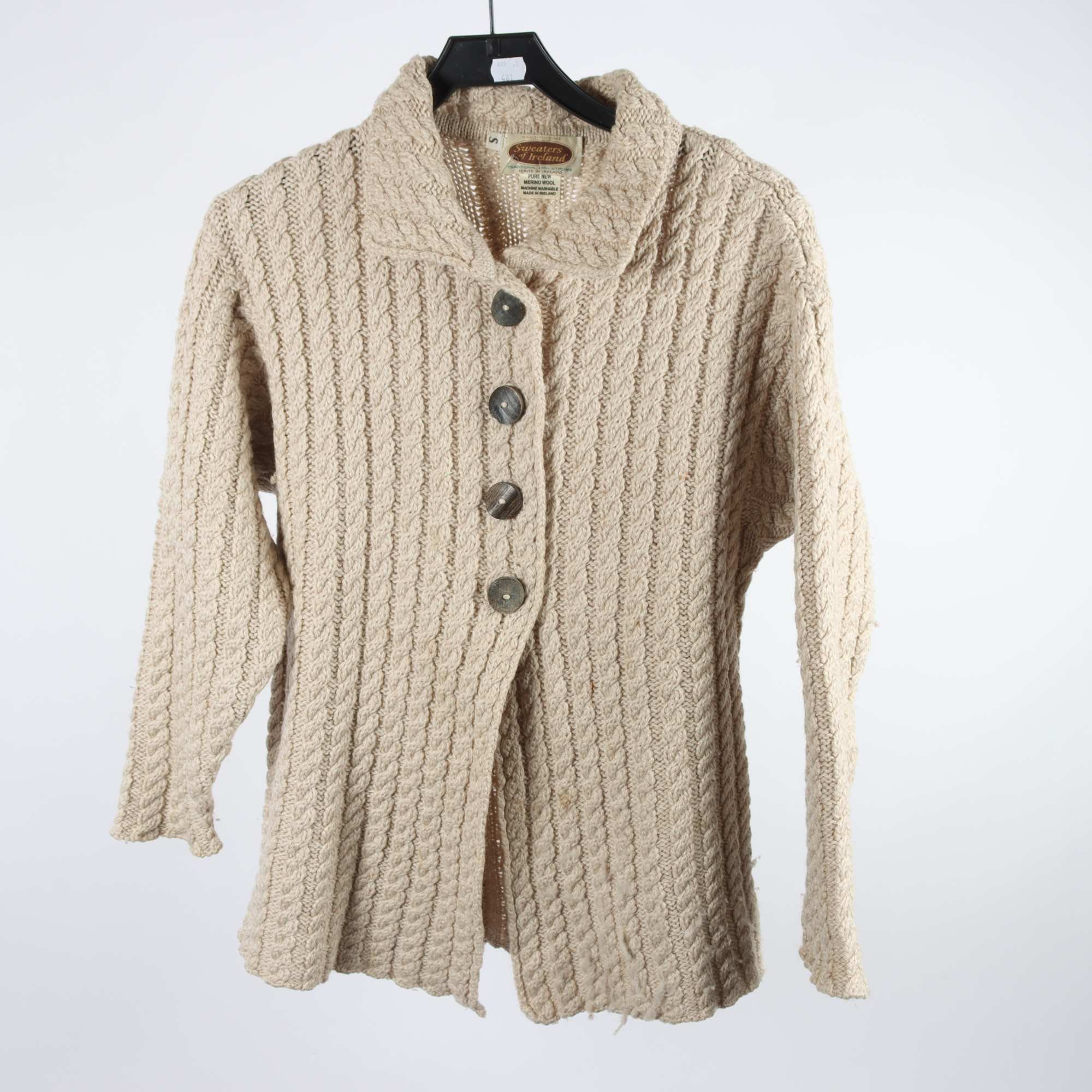 Kofta, Sweaters of Ireland, grå/beige, ull, stl. S.