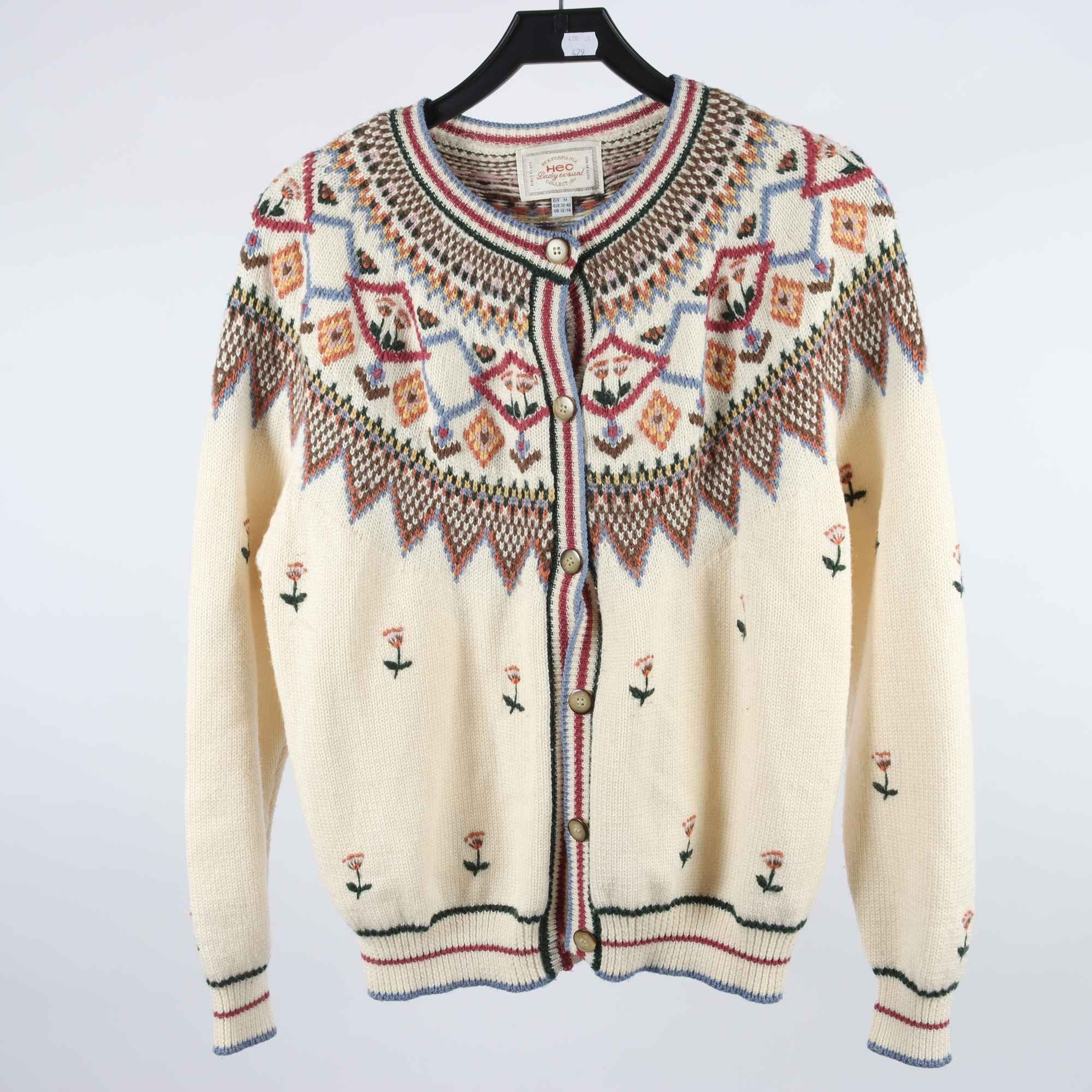 Kofta, HEC, vit, mönstrad, stl. M.