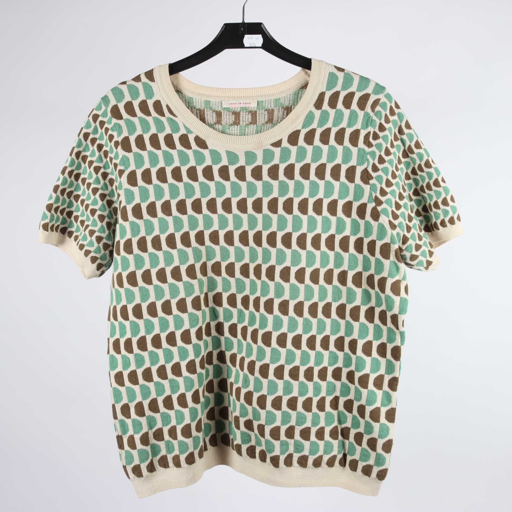 Tröja, Just in Case, brun, grön, ull, bomull, stl. 42.