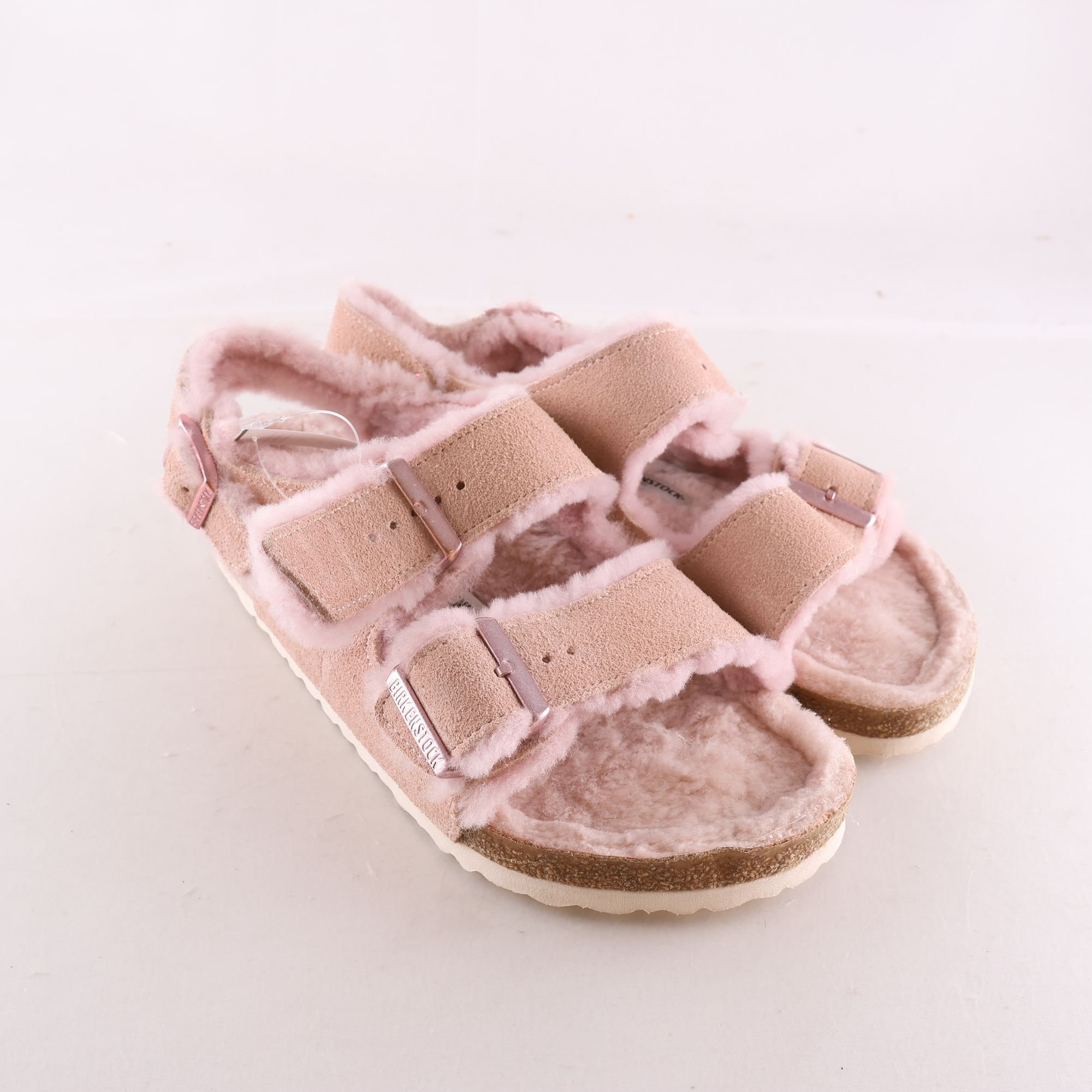 Fodrade sandaler, Birkenstock, läder, stl. 39