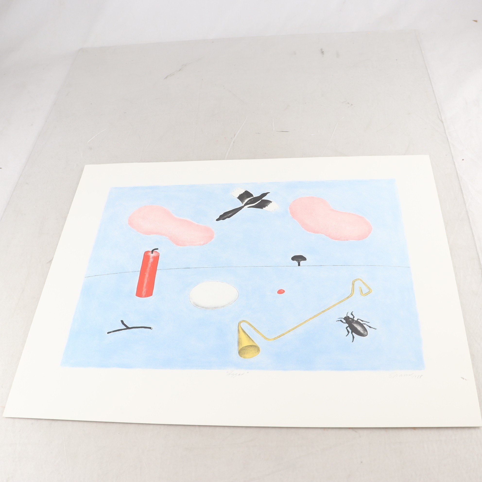 Färglitografi, oinramad, Ägget, Lennart Gram, signerad, 1988. Samfraktas ej.