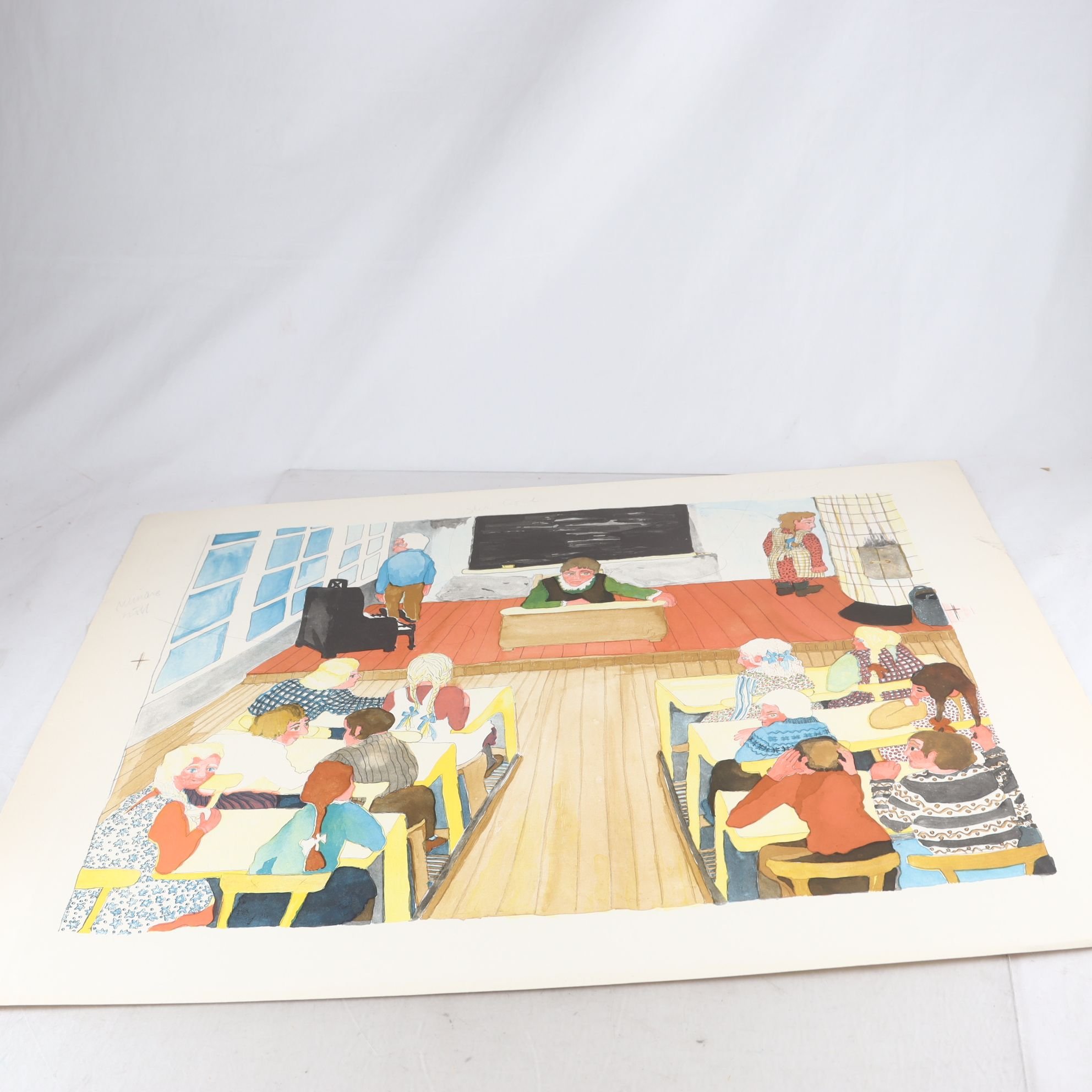 Färglitografi, oinramad, I skamvrån, Thelma Aulio Paananen. Endast avhämtning.